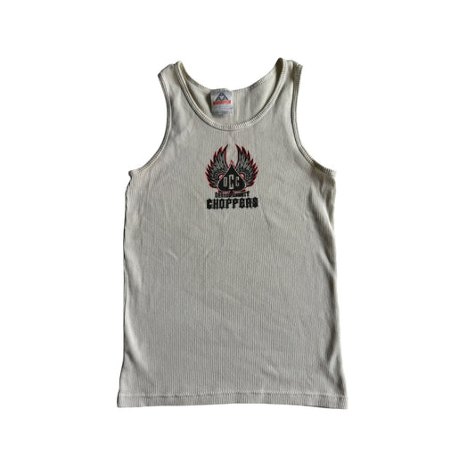 🏍️ Tank Top Y2K Damă Orange County Choppers Alb – aprox. S / M - anbracaminte
