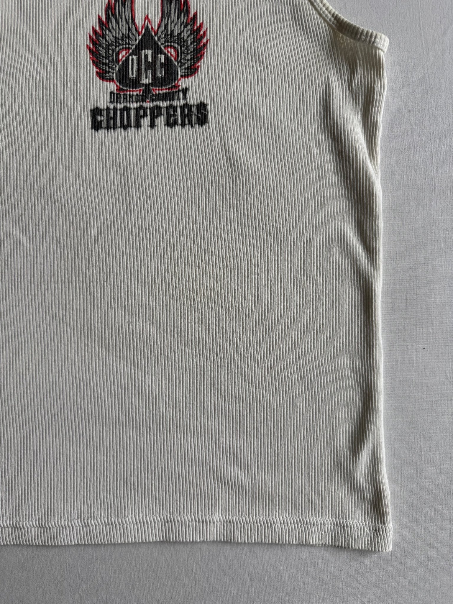 🏍️ Tank Top Y2K Damă Orange County Choppers Alb – aprox. S / M - anbracaminte
