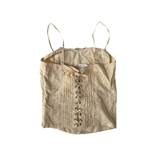 🎀 Top Corset Vintage Deadstock Butter Yellow din Bumbac – EU 36 & EU 40 Damă – Nou cu Etichetă - anbracaminte