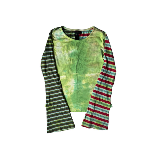 ✨ Top Imprimat Tie Dye & Dungi Custo Barcelona Y2K | Mâneci Evazate – S/M Damă - anbracaminte