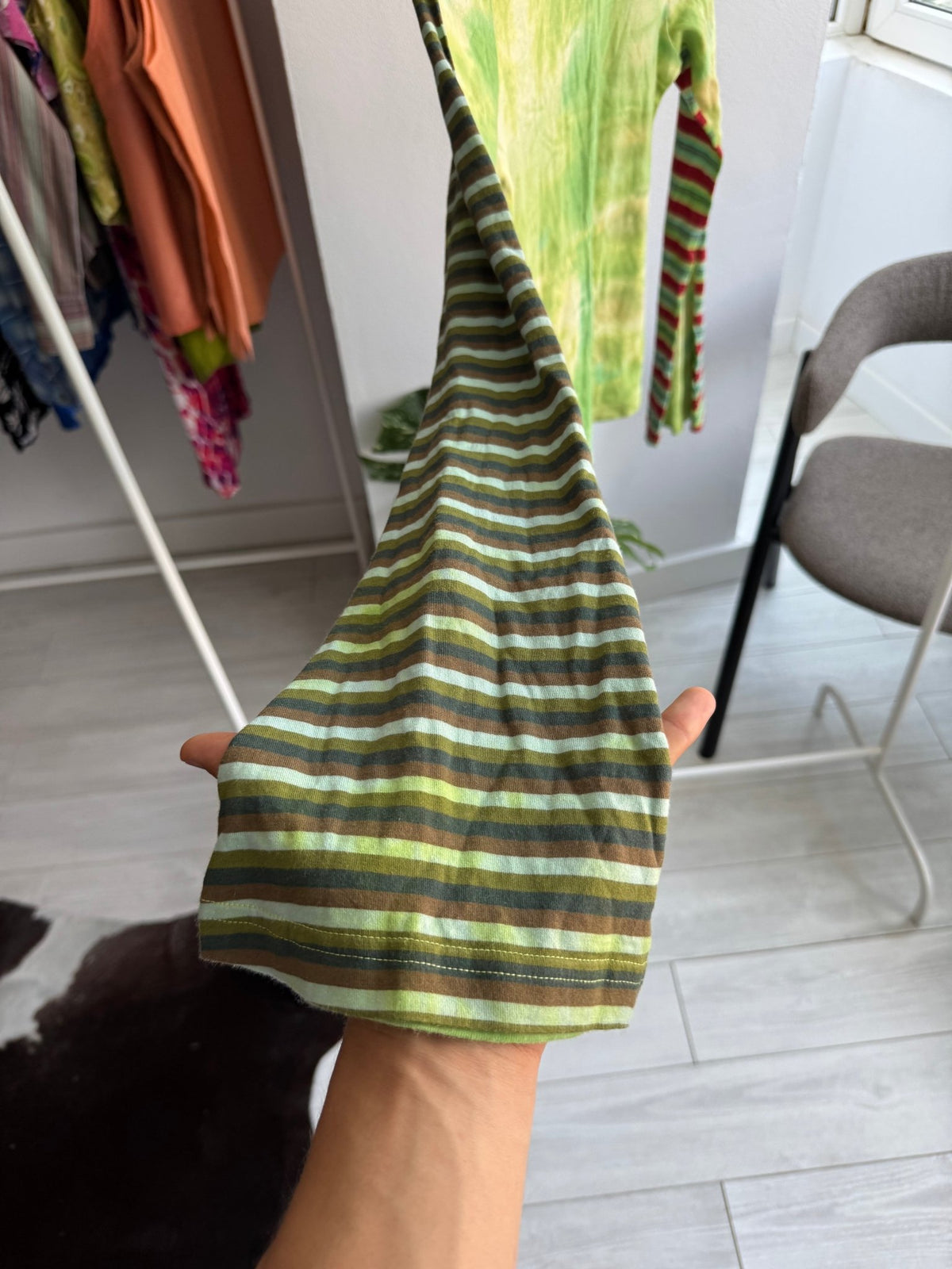 ✨ Top Imprimat Tie Dye & Dungi Custo Barcelona Y2K | Mâneci Evazate – S/M Damă - anbracaminte