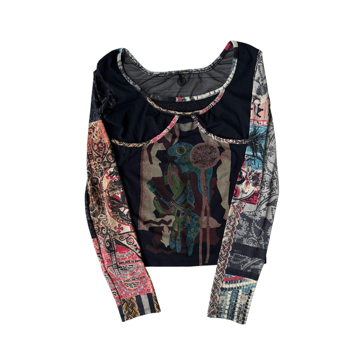 👸 Top Mesh Imprimat Save The Queen Y2K - Made in Italy – S Damă - anbracaminte