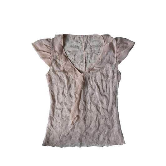 ✨ Top Mesh Roz Pal Y2K – S/M Damă - anbracaminte
