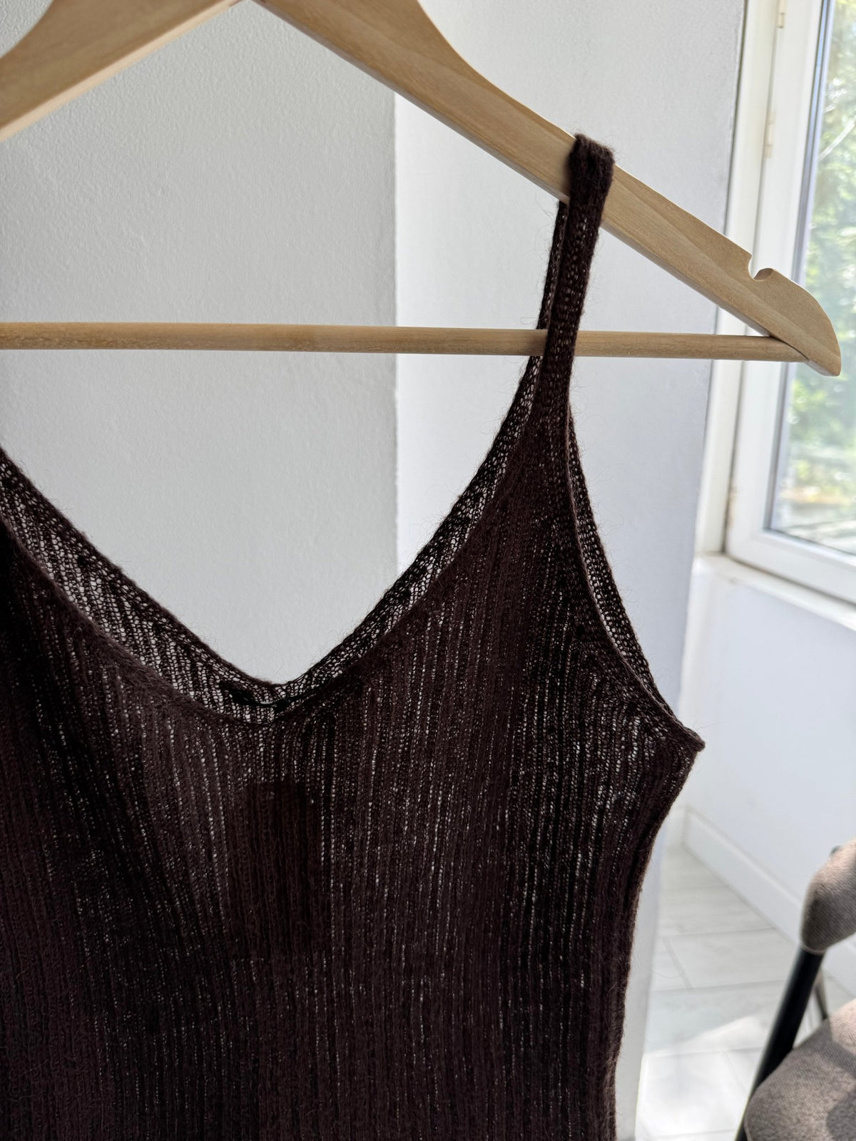 💁‍♀️ Top Mohair Maro Închis Y2K | Amestec Mohair Lană | Made in Italy – S Damă - anbracaminte