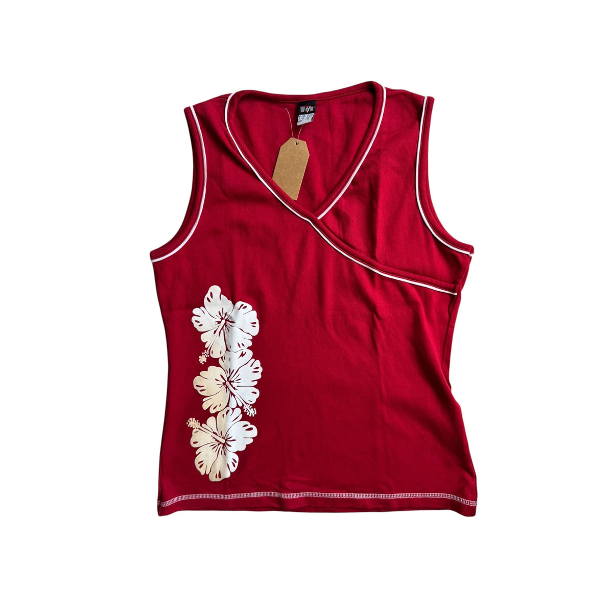 💁‍♀️ Top Roșu Printed Y2K | Bumbac Elastic – M/L Damă (40) - anbracaminte