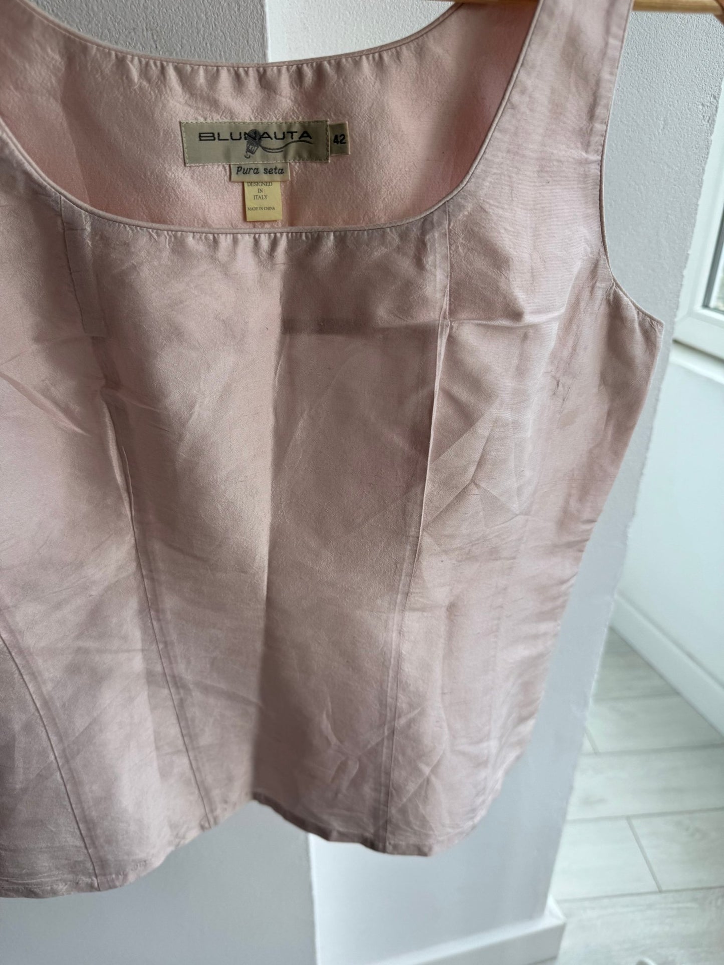 💗 Top Vintage Bluenauta Pale Pink din Matase – IT 42 (M) - anbracaminte