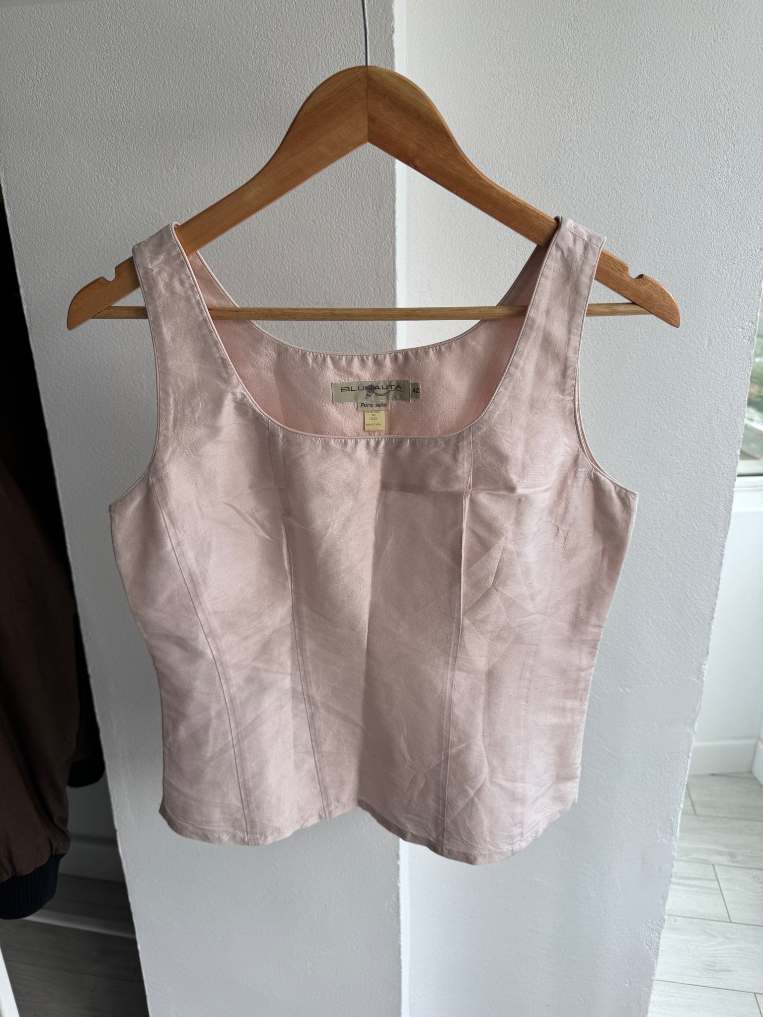 💗 Top Vintage Bluenauta Pale Pink din Matase – IT 42 (M) - anbracaminte