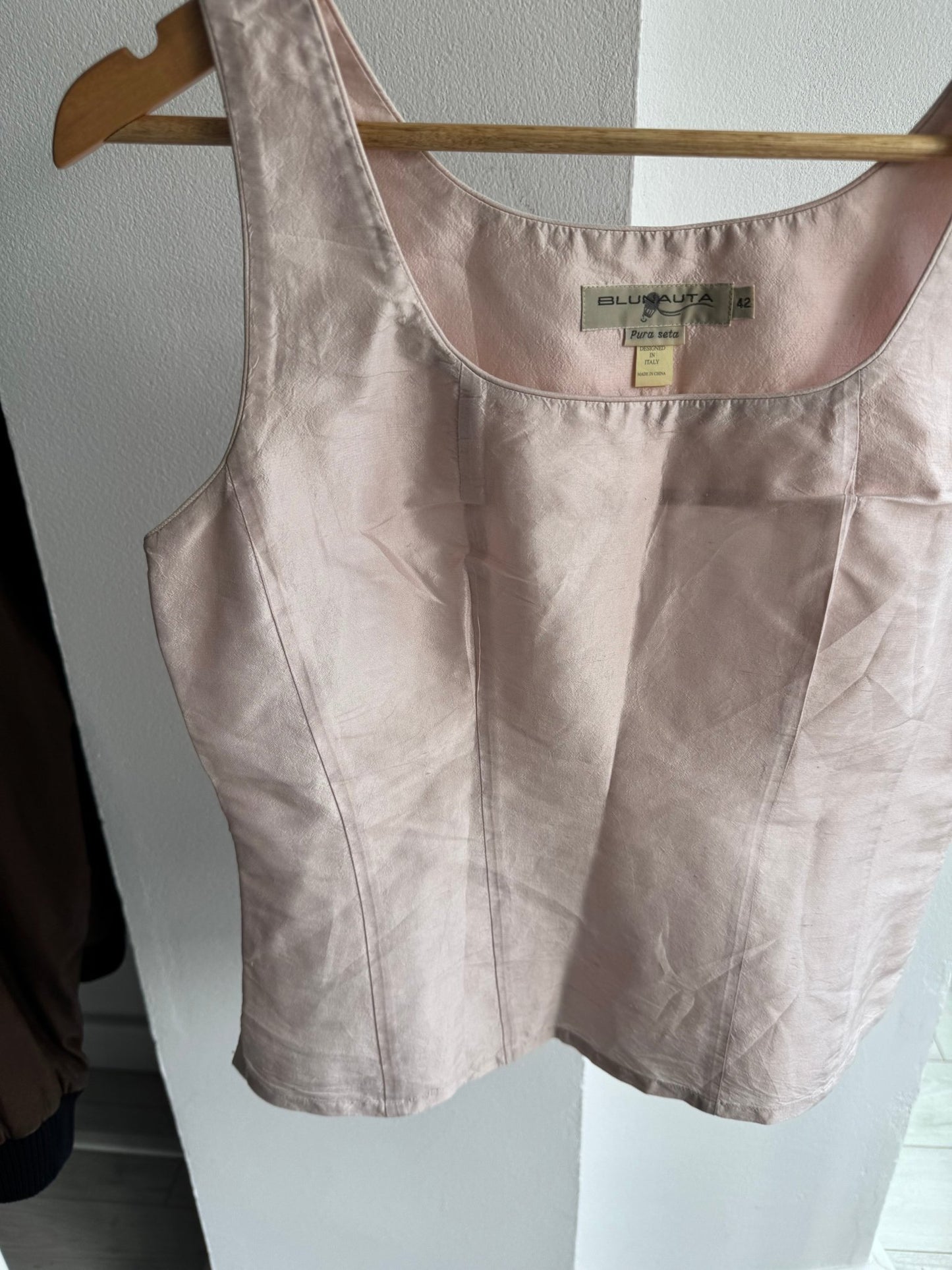💗 Top Vintage Bluenauta Pale Pink din Matase – IT 42 (M) - anbracaminte