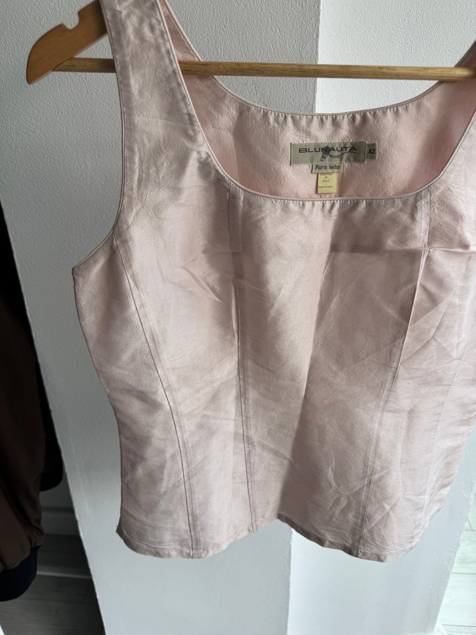 💗 Top Vintage Bluenauta Pale Pink din Matase – IT 42 (M) - anbracaminte