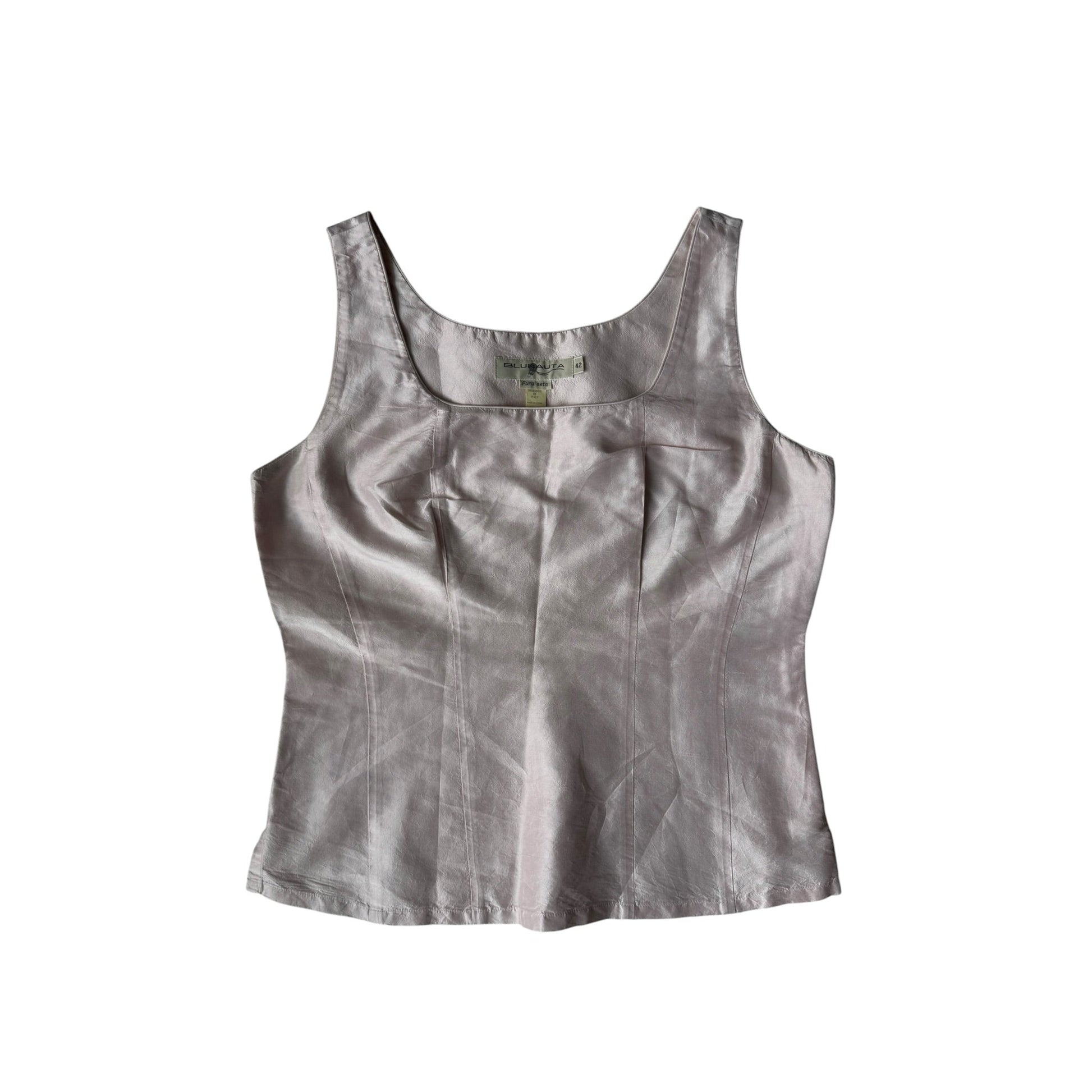 💗 Top Vintage Bluenauta Pale Pink din Matase – IT 42 (M) - anbracaminte