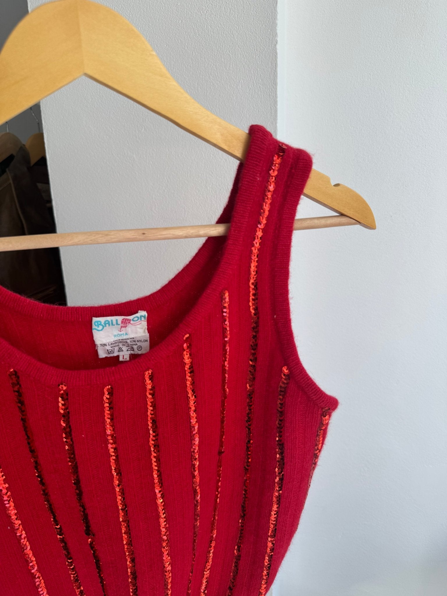 🍒 Top Vintage Damă din Lână & Angora cu Paiete – L – Made in Italy - anbracaminte