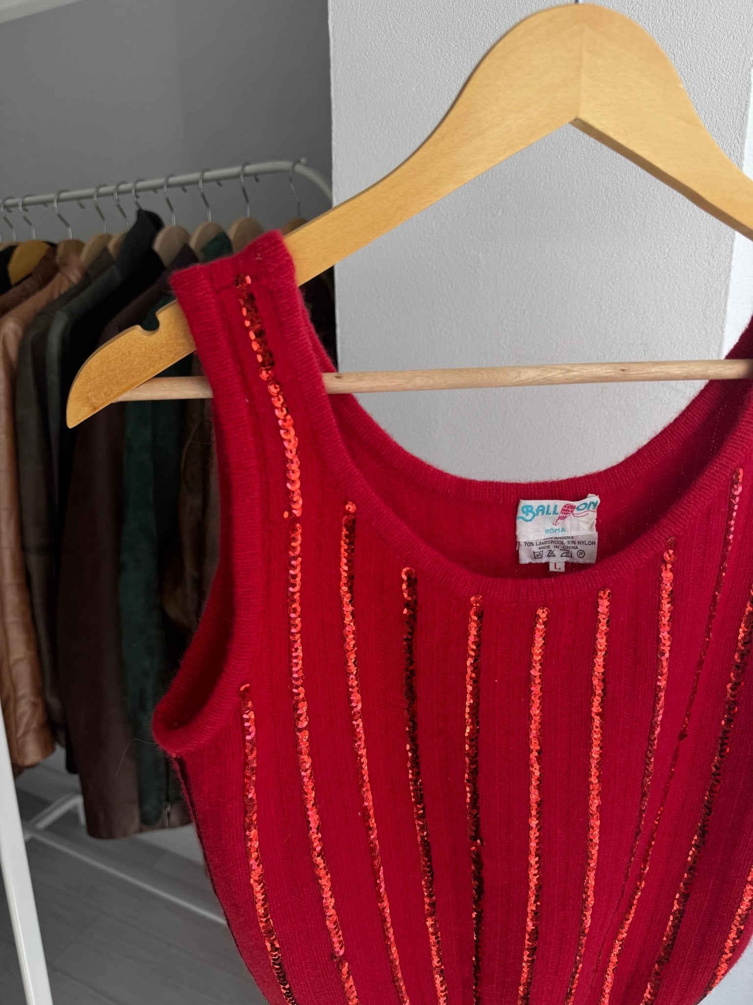 🍒 Top Vintage Damă din Lână & Angora cu Paiete – L – Made in Italy - anbracaminte