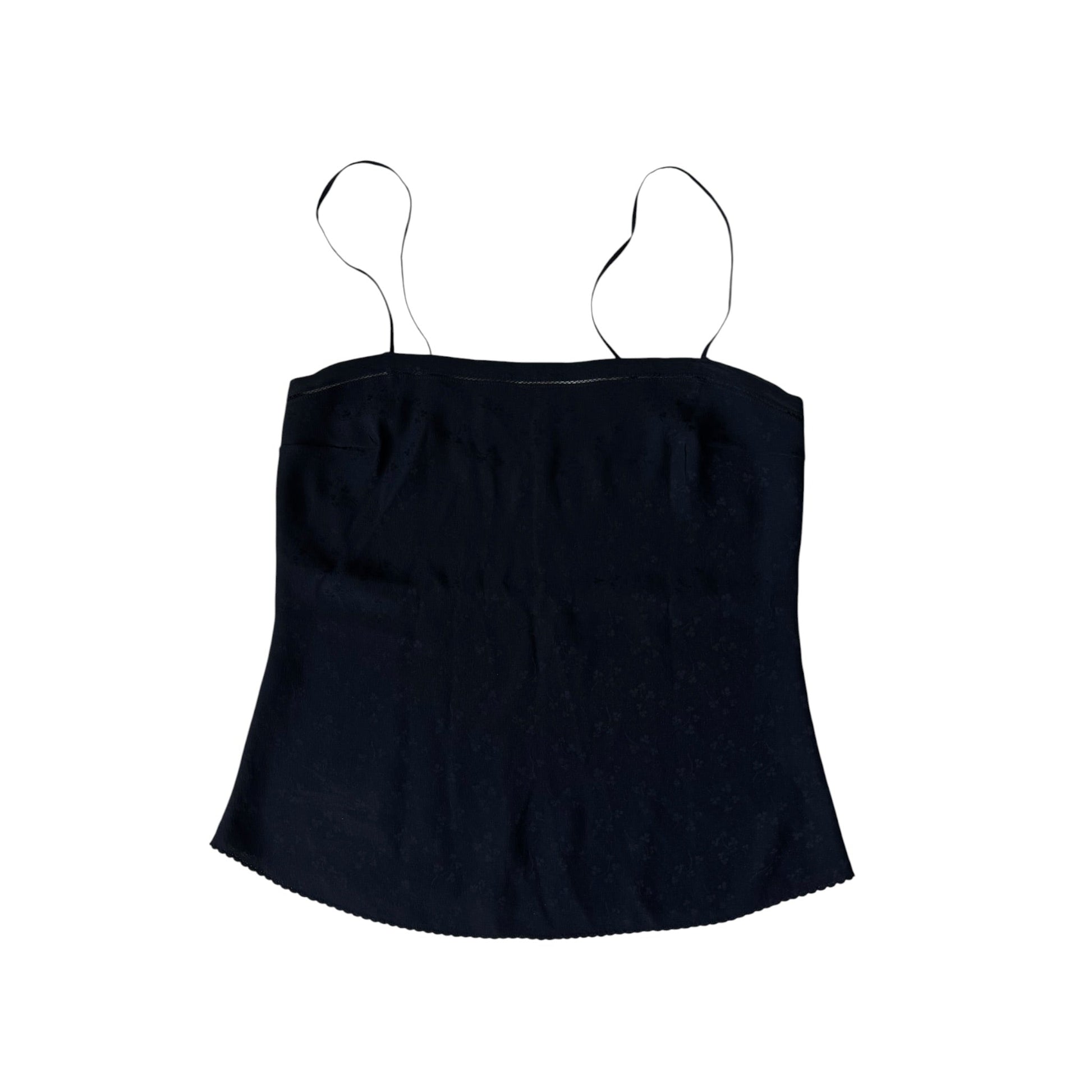 ☀️ Top Vintage Damă Negru din Mătase cu Motive Florale – XS/S – Made in Italy - anbracaminte