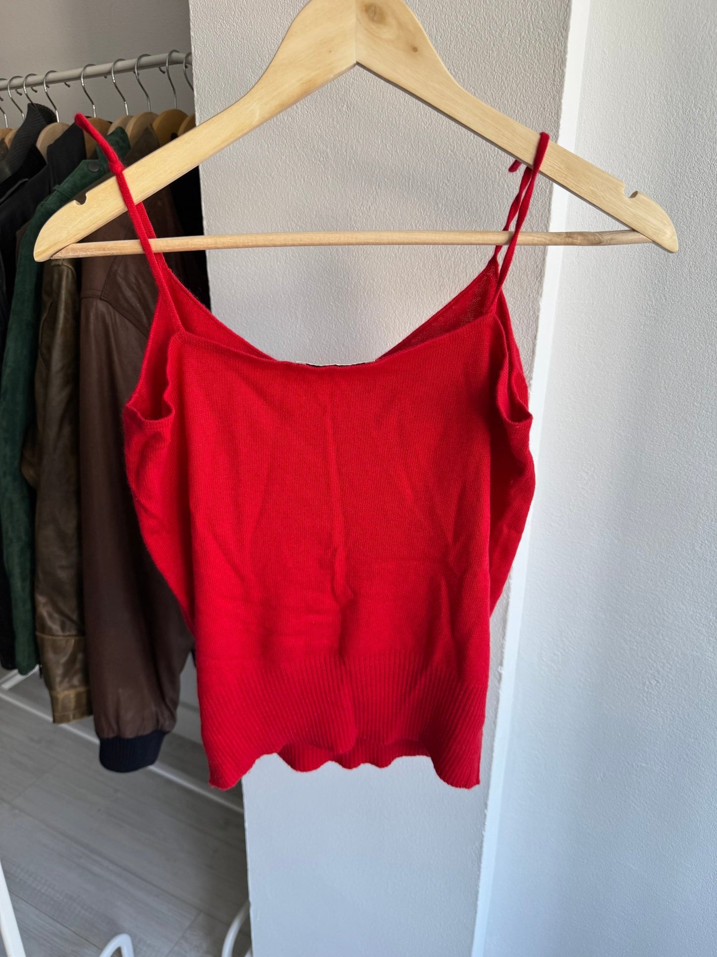 🍒 Top Vintage Damă Roșu Knitted – XS/S – Made in Italy - anbracaminte