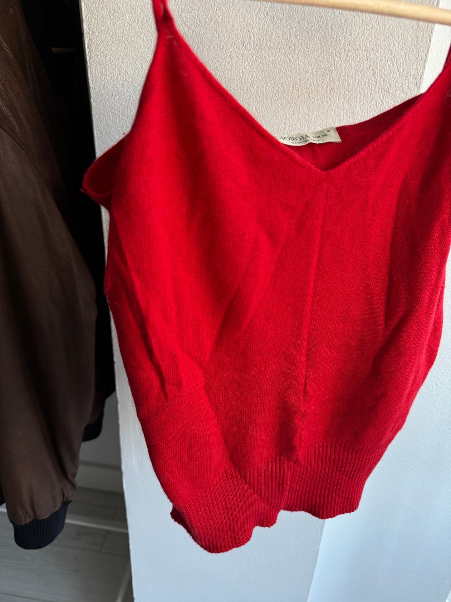 🍒 Top Vintage Damă Roșu Knitted – XS/S – Made in Italy - anbracaminte