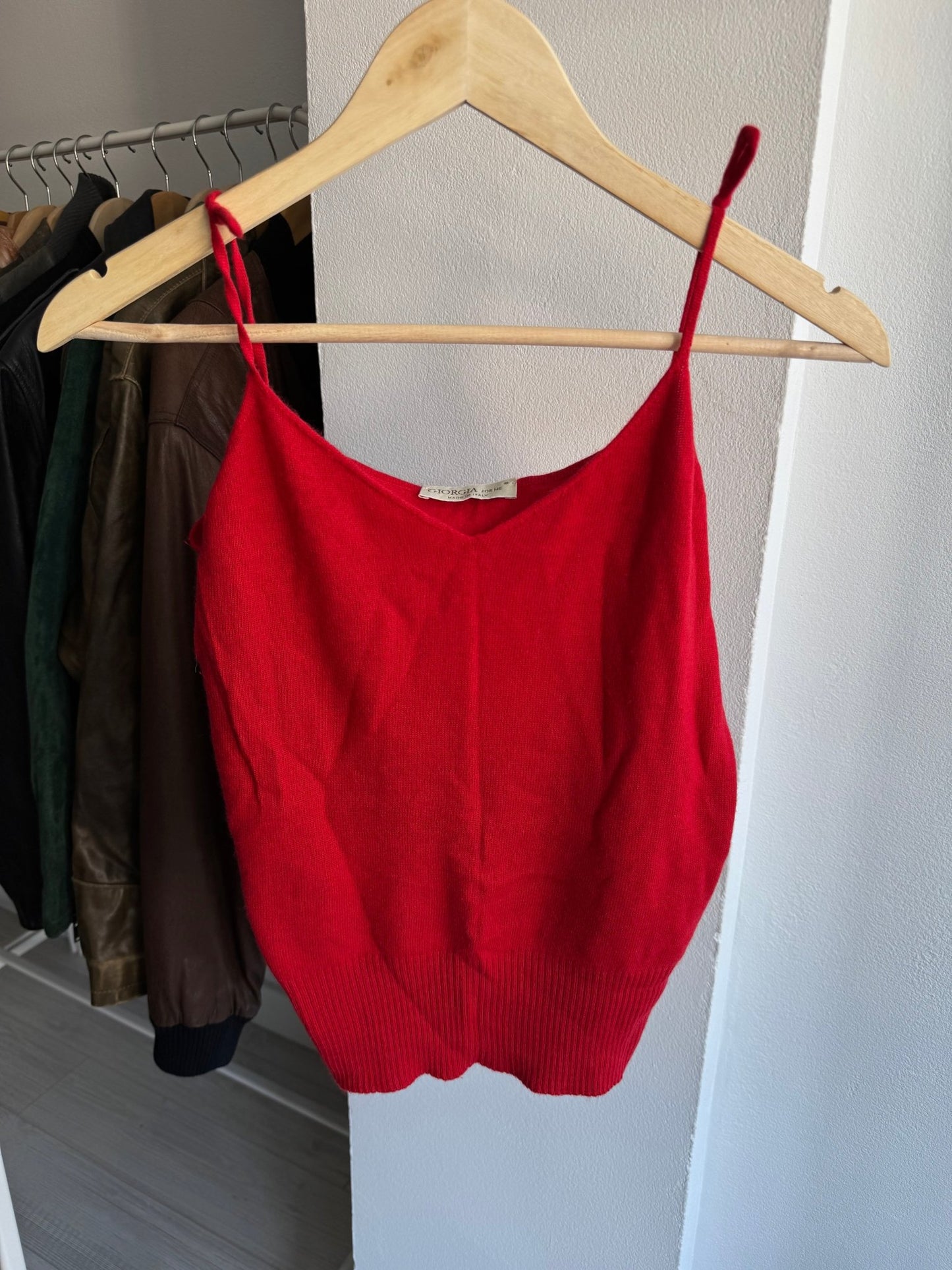 🍒 Top Vintage Damă Roșu Knitted – XS/S – Made in Italy - anbracaminte