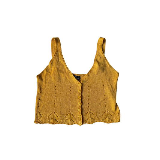 ☀️ Top Vintage Knitted Crop Galben – One Size – Made in Italy - anbracaminte