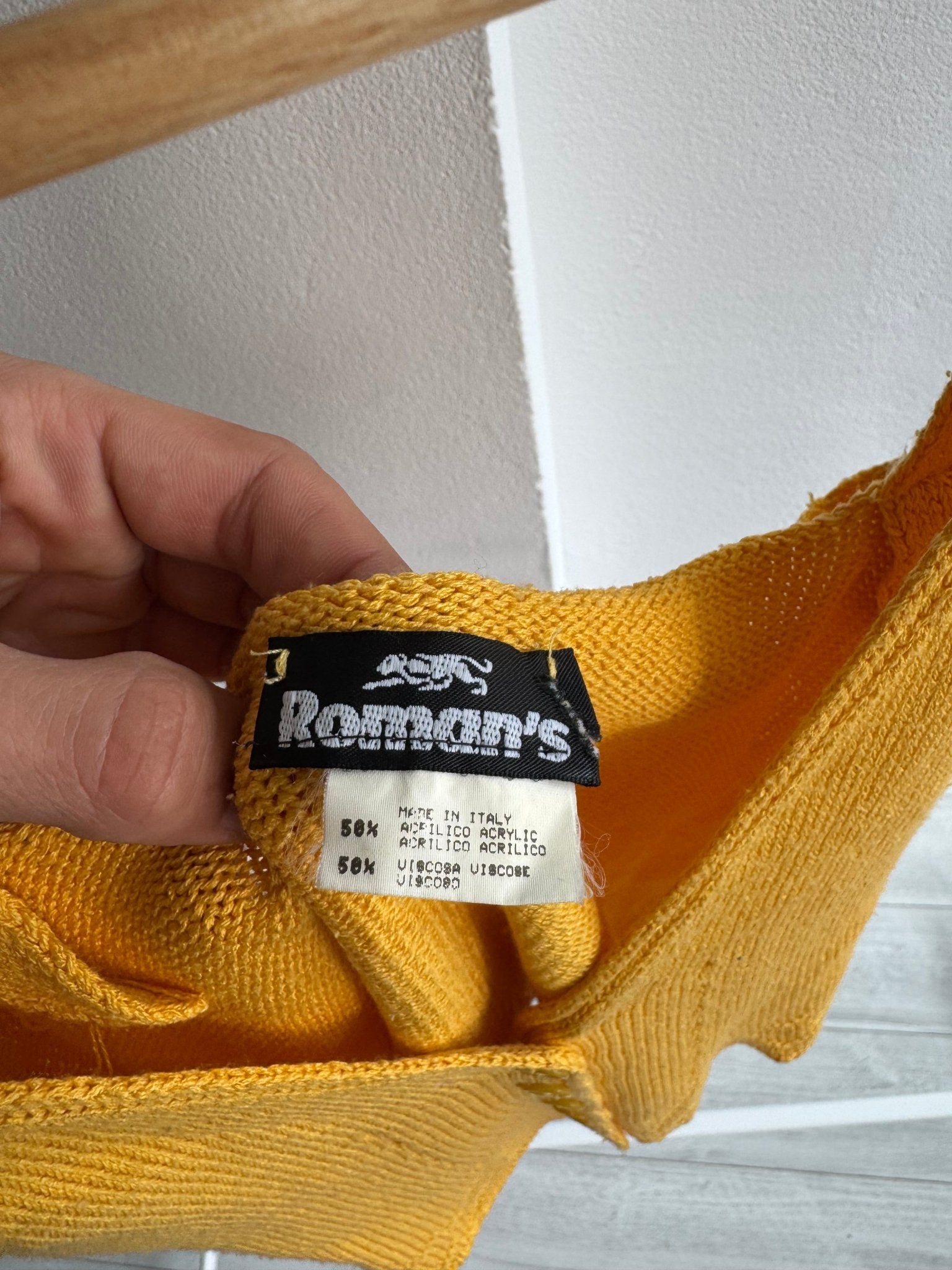☀️ Top Vintage Knitted Crop Galben – One Size – Made in Italy - anbracaminte