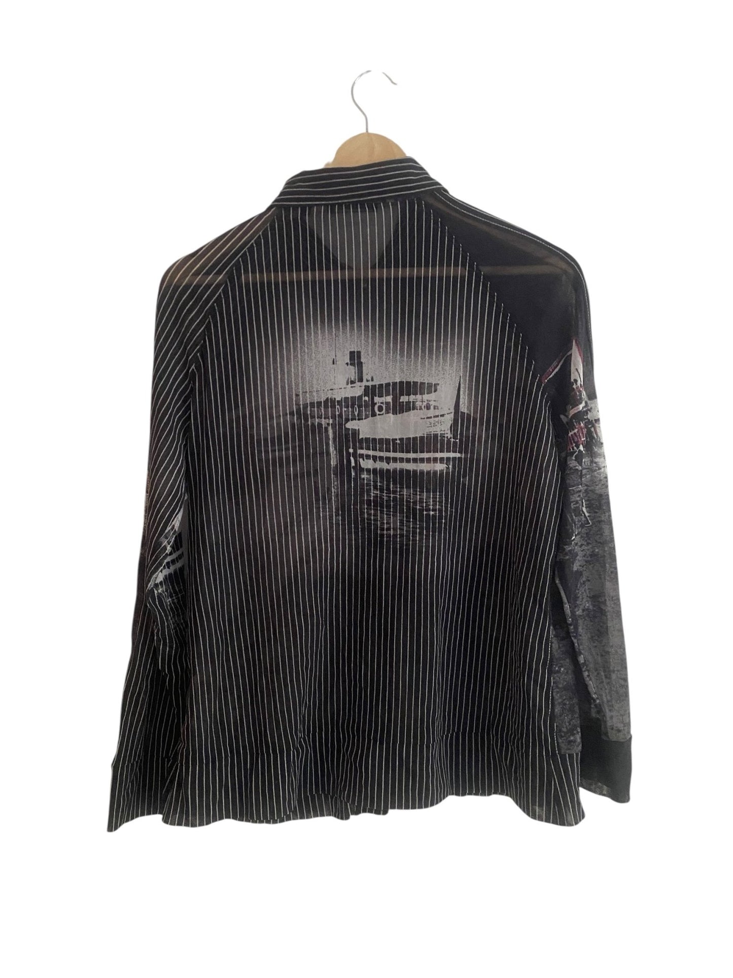Top Vintage Y2K cu Mâneci Lungi și Fermoar – Mesh Print – IT 44 (Femei L - anbracaminte