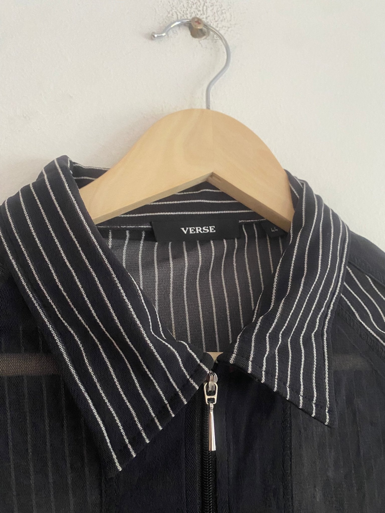 Top Vintage Y2K cu Mâneci Lungi și Fermoar – Mesh Print – IT 44 (Femei L - anbracaminte