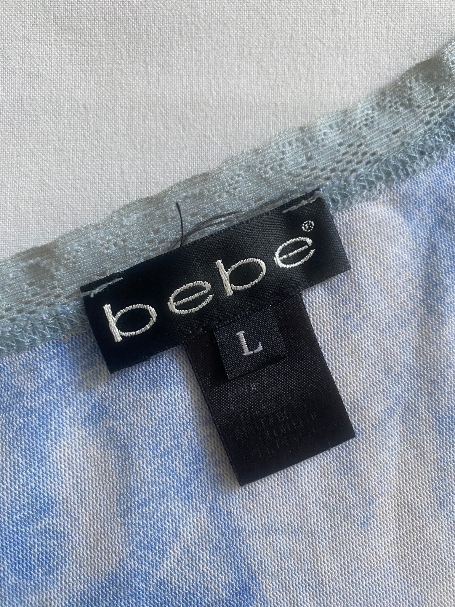 👚 Top Y2K Bebe din Mesh Alb cu Aqua Blue – Mâneci 3/4 – Mărime L - anbracaminte