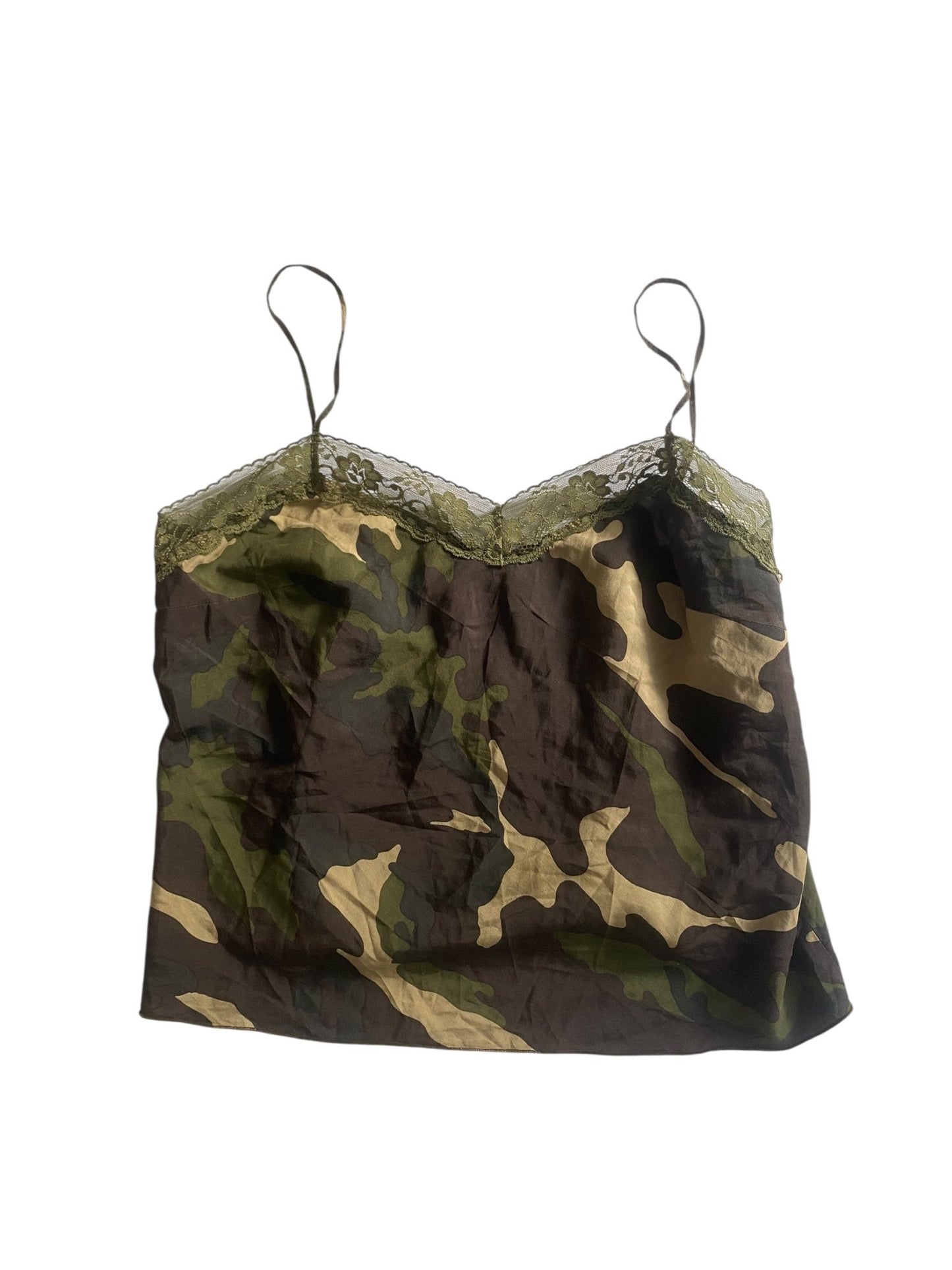 🧢 Top Y2K Benetton Camo – Mărimea L Femei – Made in Italy - anbracaminte