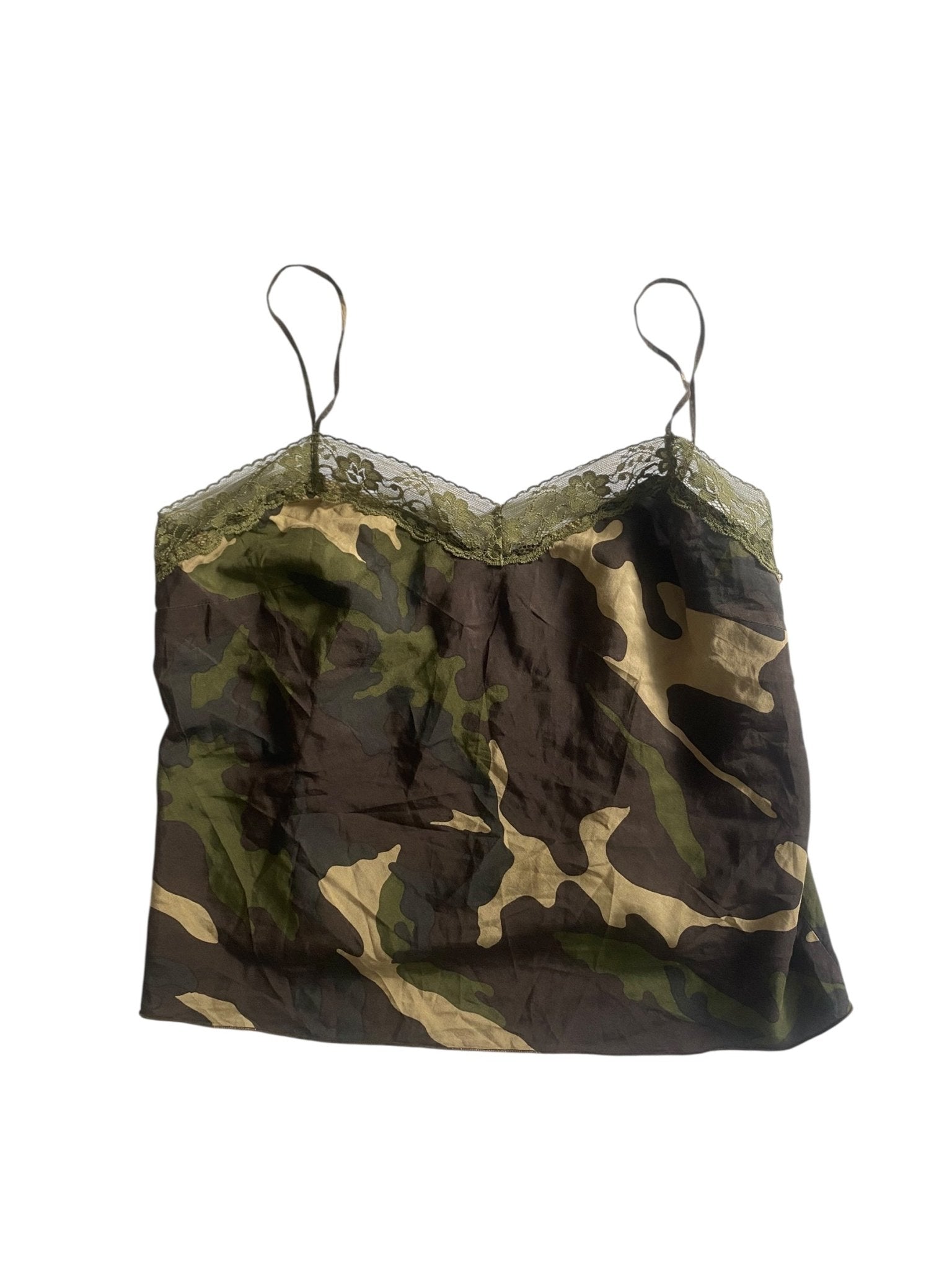 🧢 Top Y2K Benetton Camo – Mărimea L Femei – Made in Italy - anbracaminte
