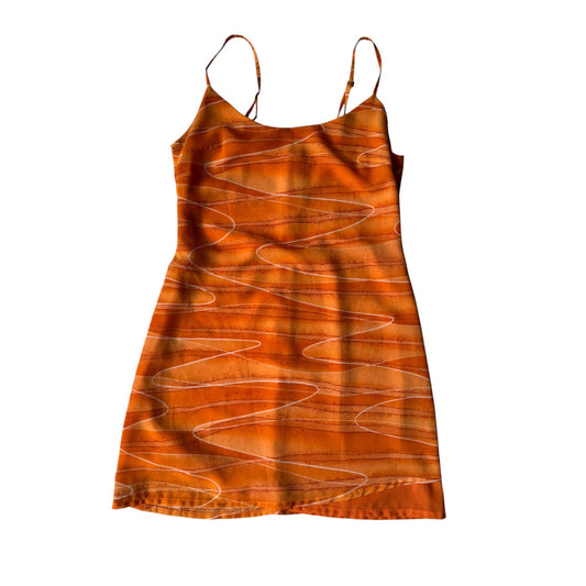🧡 Top Y2K Benetton Orange Mesh Print – S/M Damă - anbracaminte