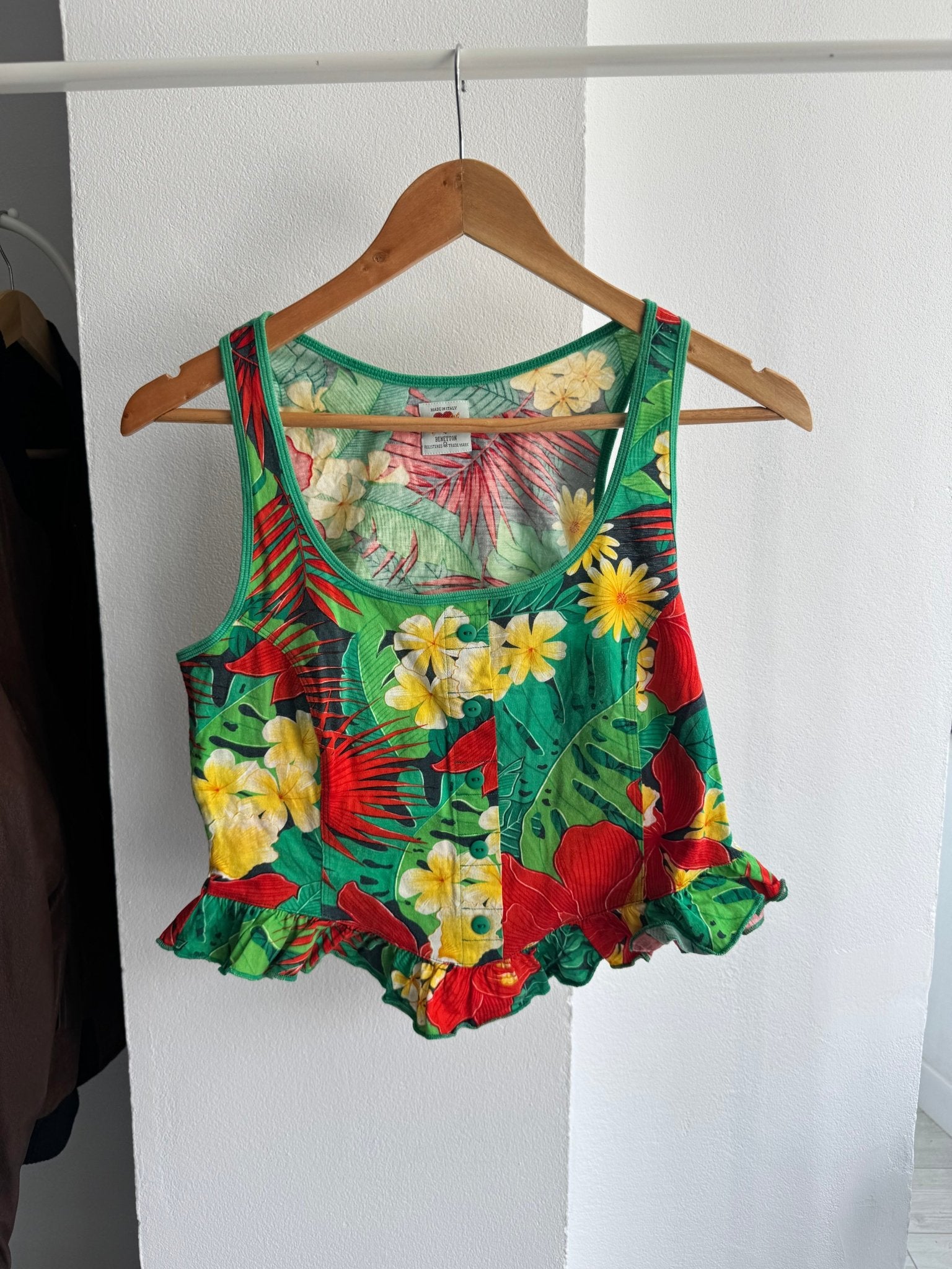 🏝️ Top Y2K Benetton Printed – XS/S Damă – Made in Italy - anbracaminte