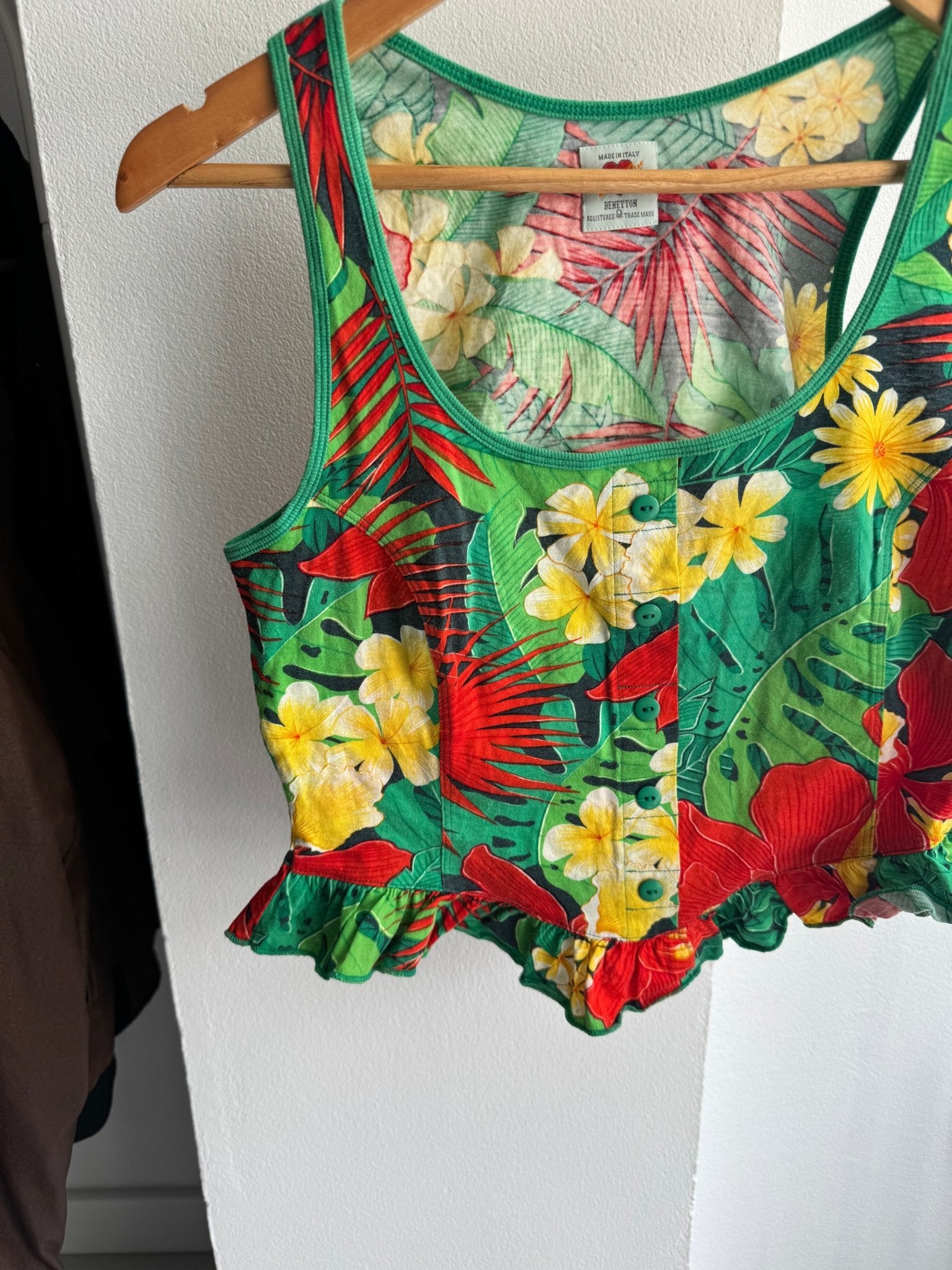 🏝️ Top Y2K Benetton Printed – XS/S Damă – Made in Italy - anbracaminte