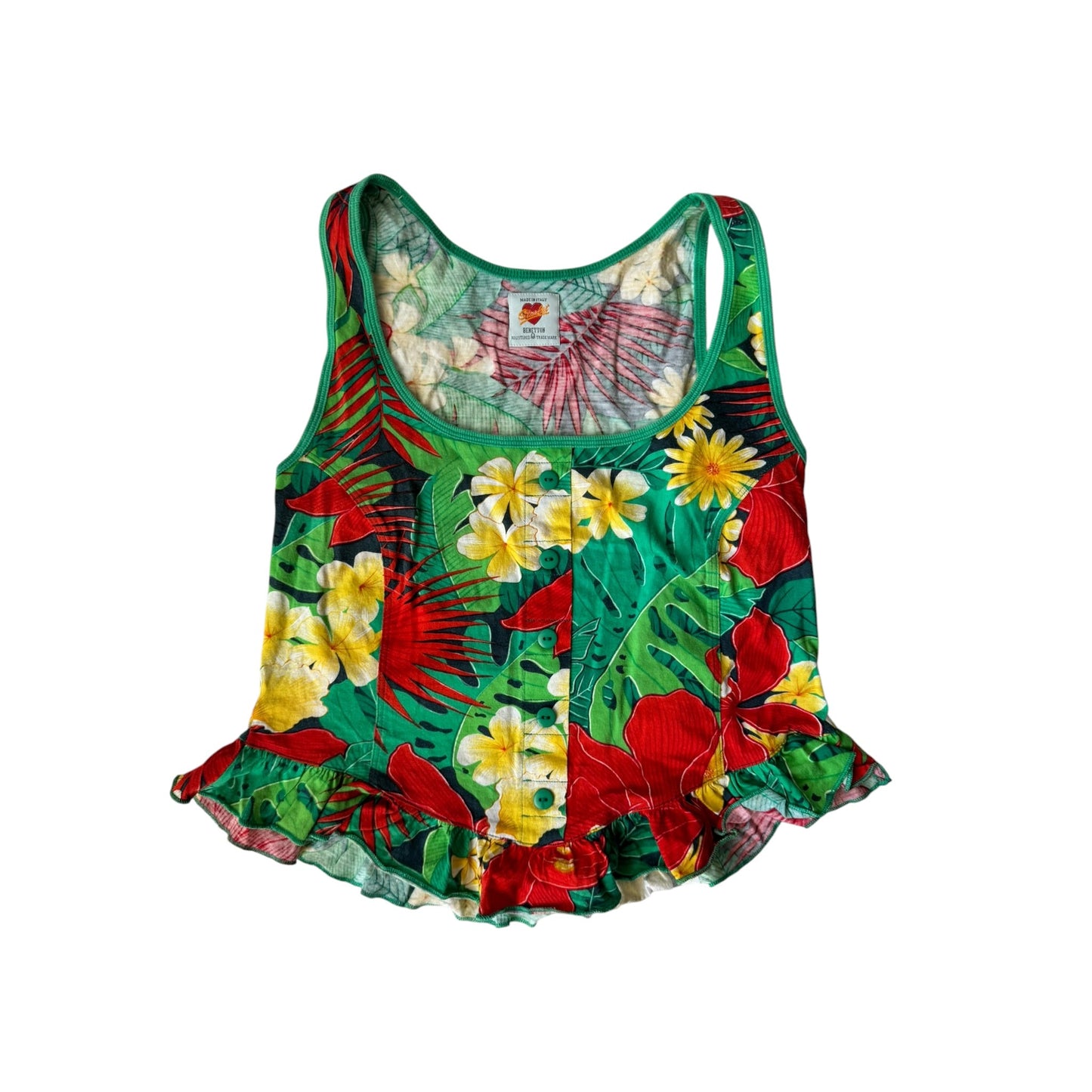 🏝️ Top Y2K Benetton Printed – XS/S Damă – Made in Italy - anbracaminte