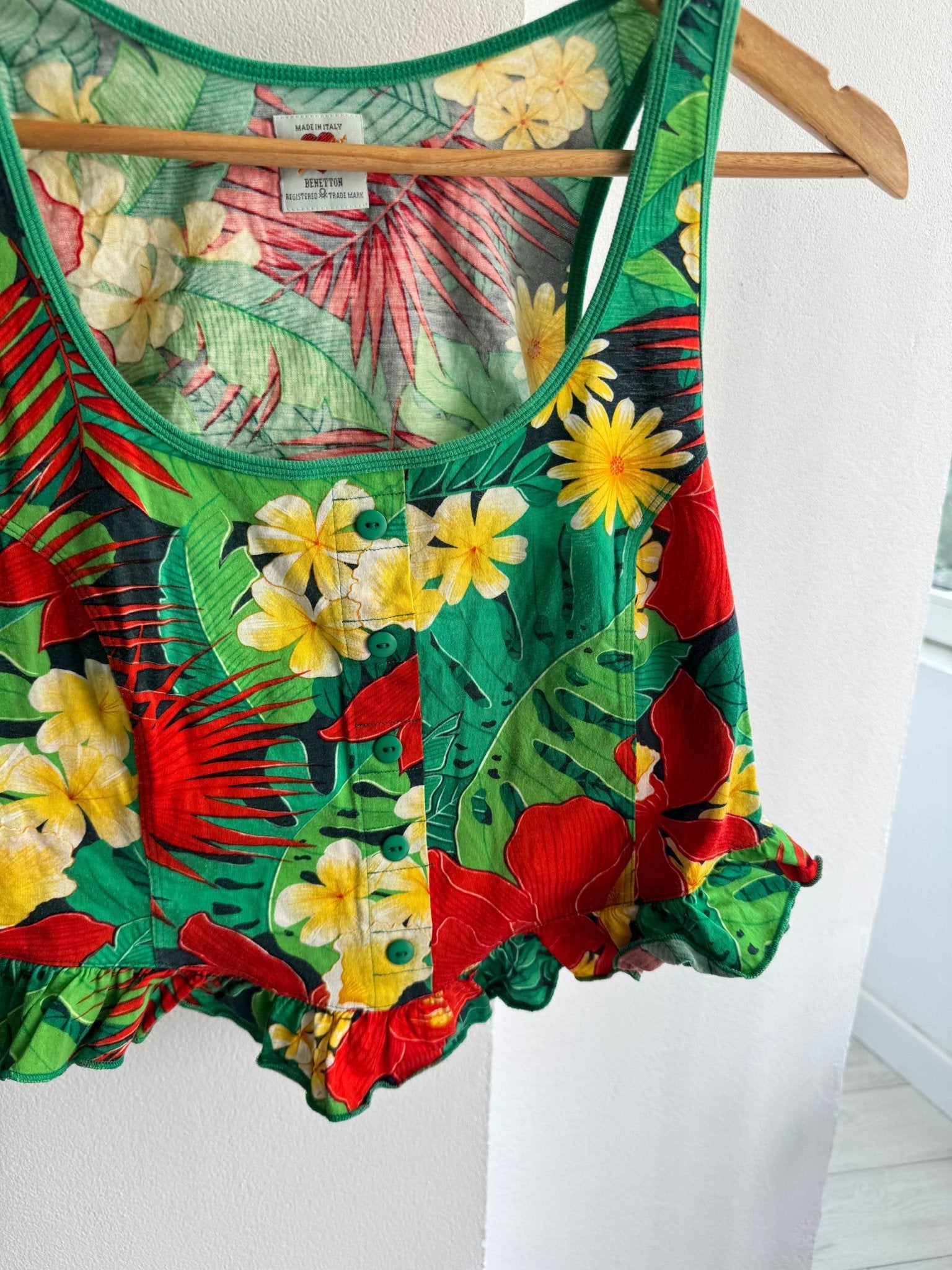 🏝️ Top Y2K Benetton Printed – XS/S Damă – Made in Italy - anbracaminte