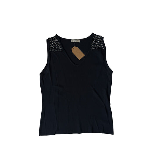 ✨ Top Y2K Black Mesh cu Metalic Loops – XS/S Damă - anbracaminte