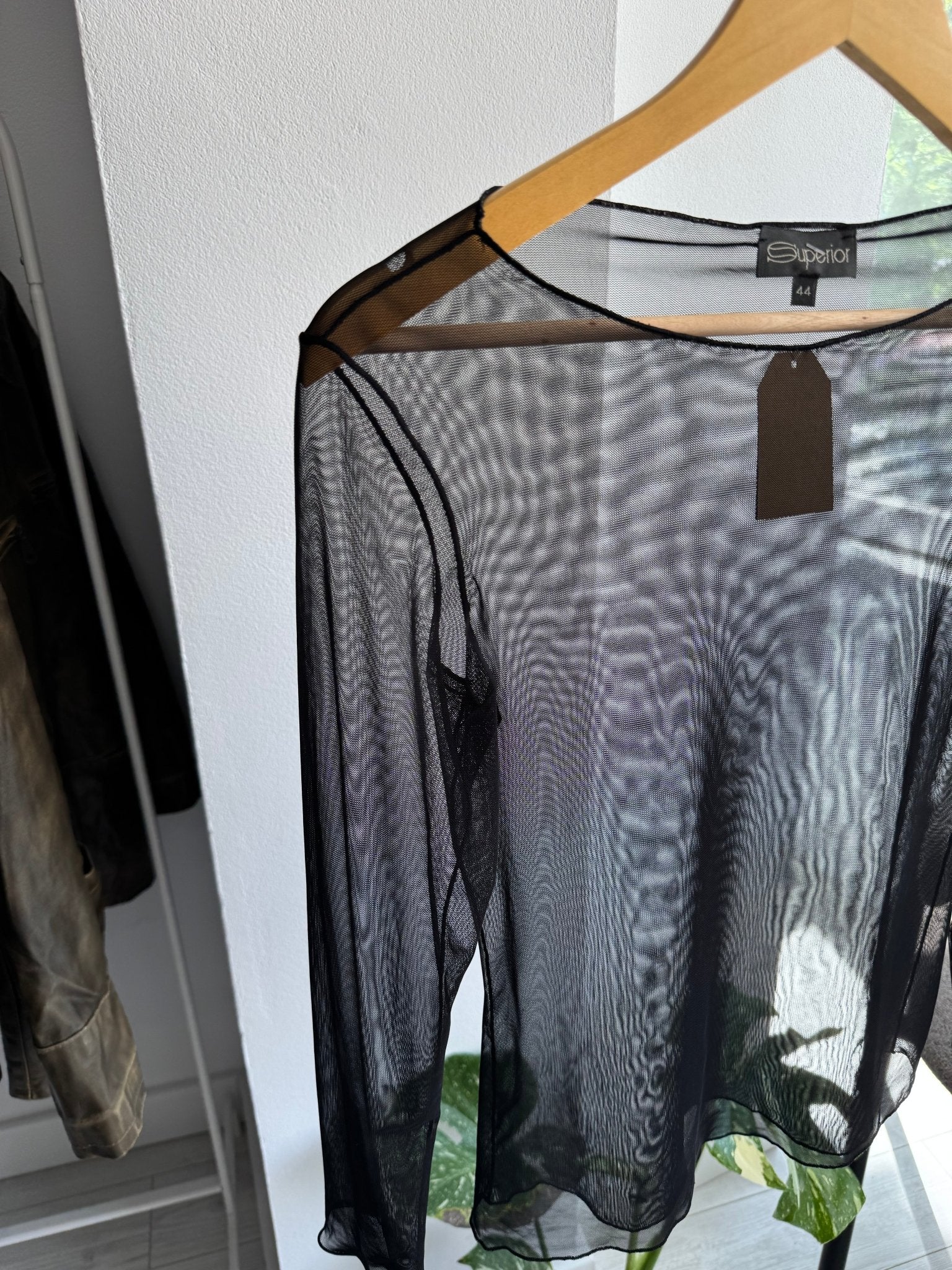 ✨ Top Y2K Black Mesh – IT 44 (M/L Damă) – Made in Italy - anbracaminte