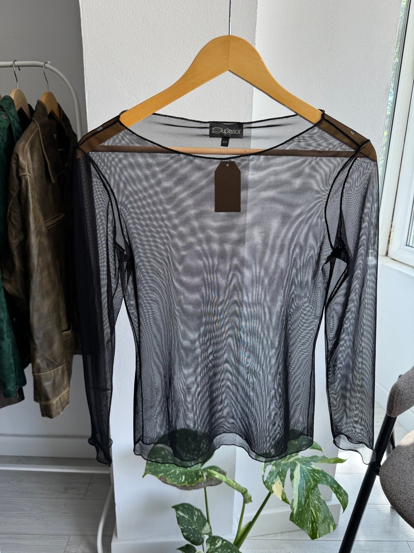 ✨ Top Y2K Black Mesh – IT 44 (M/L Damă) – Made in Italy - anbracaminte
