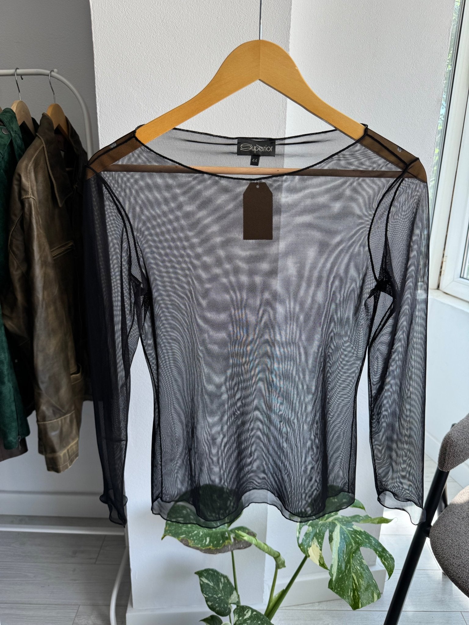 ✨ Top Y2K Black Mesh – IT 44 (M/L Damă) – Made in Italy - anbracaminte