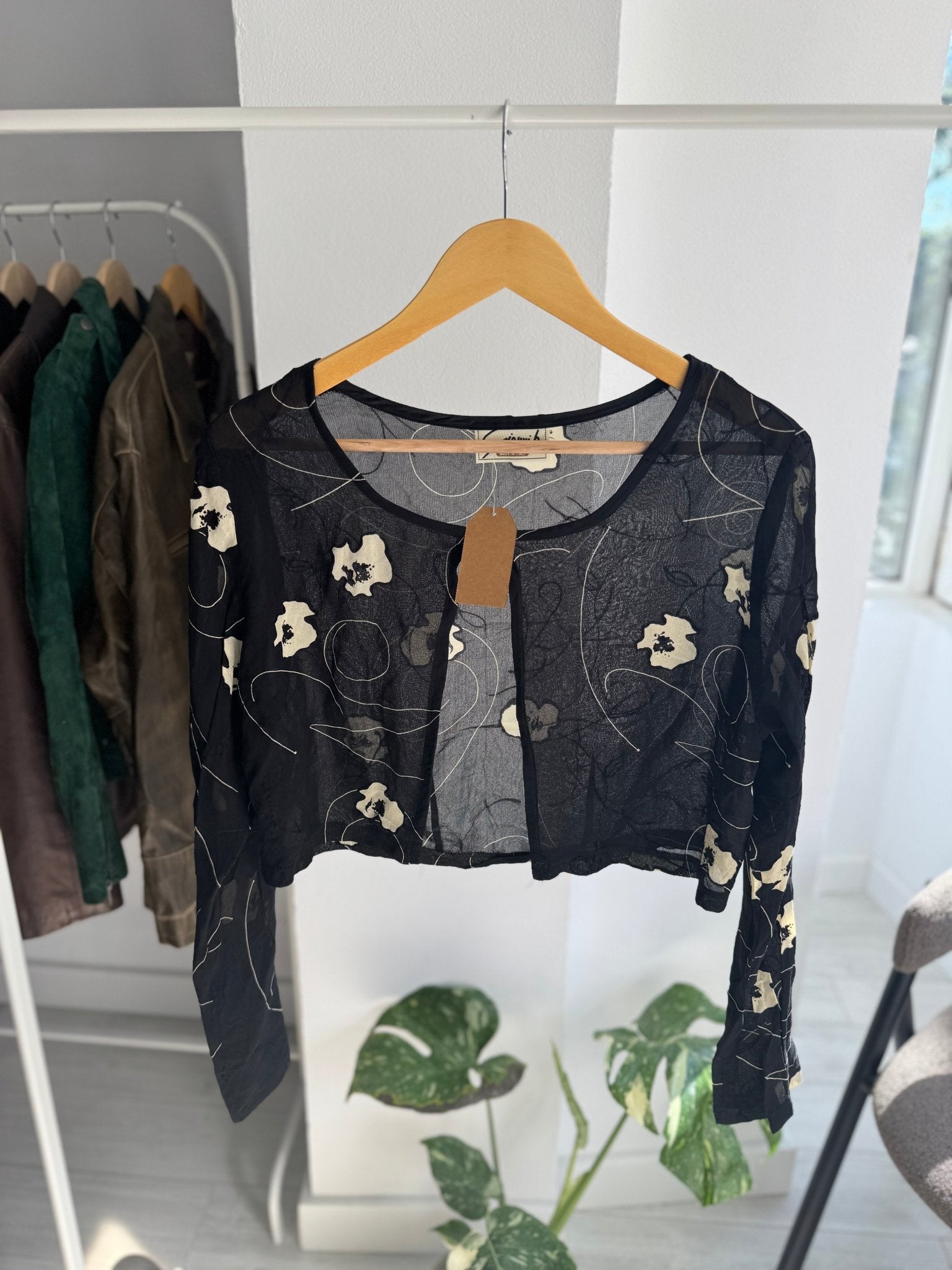 ✨ Top Y2K Black Mesh/Cardigan – L Damă – Made in Italy - anbracaminte