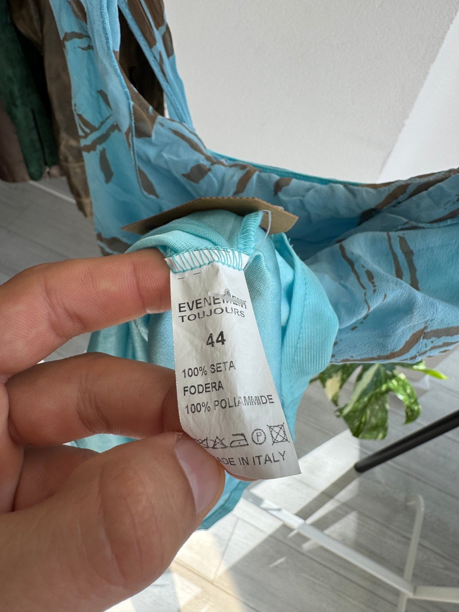 🌊 Top Y2K Blue Printed din Mătase – IT 44 (M Damă) – Made in Italy - anbracaminte