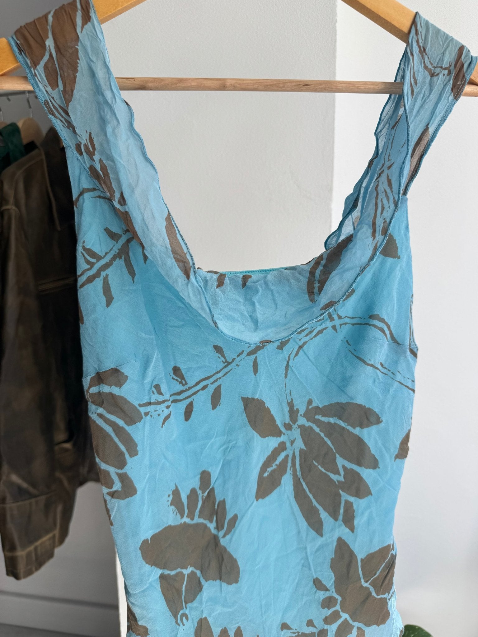 🌊 Top Y2K Blue Printed din Mătase – IT 44 (M Damă) – Made in Italy - anbracaminte