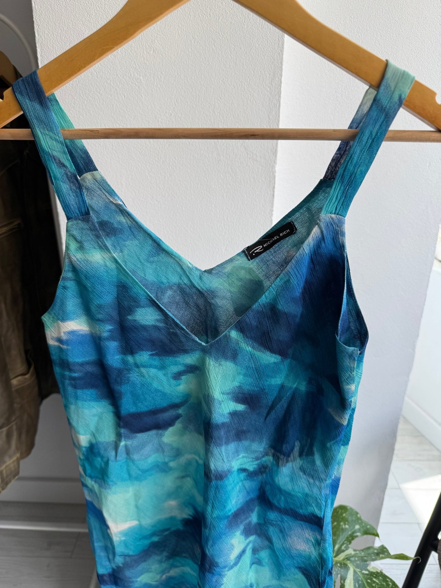 🌊 Top Y2K Blue Printed Mesh – XS/S Damă - anbracaminte