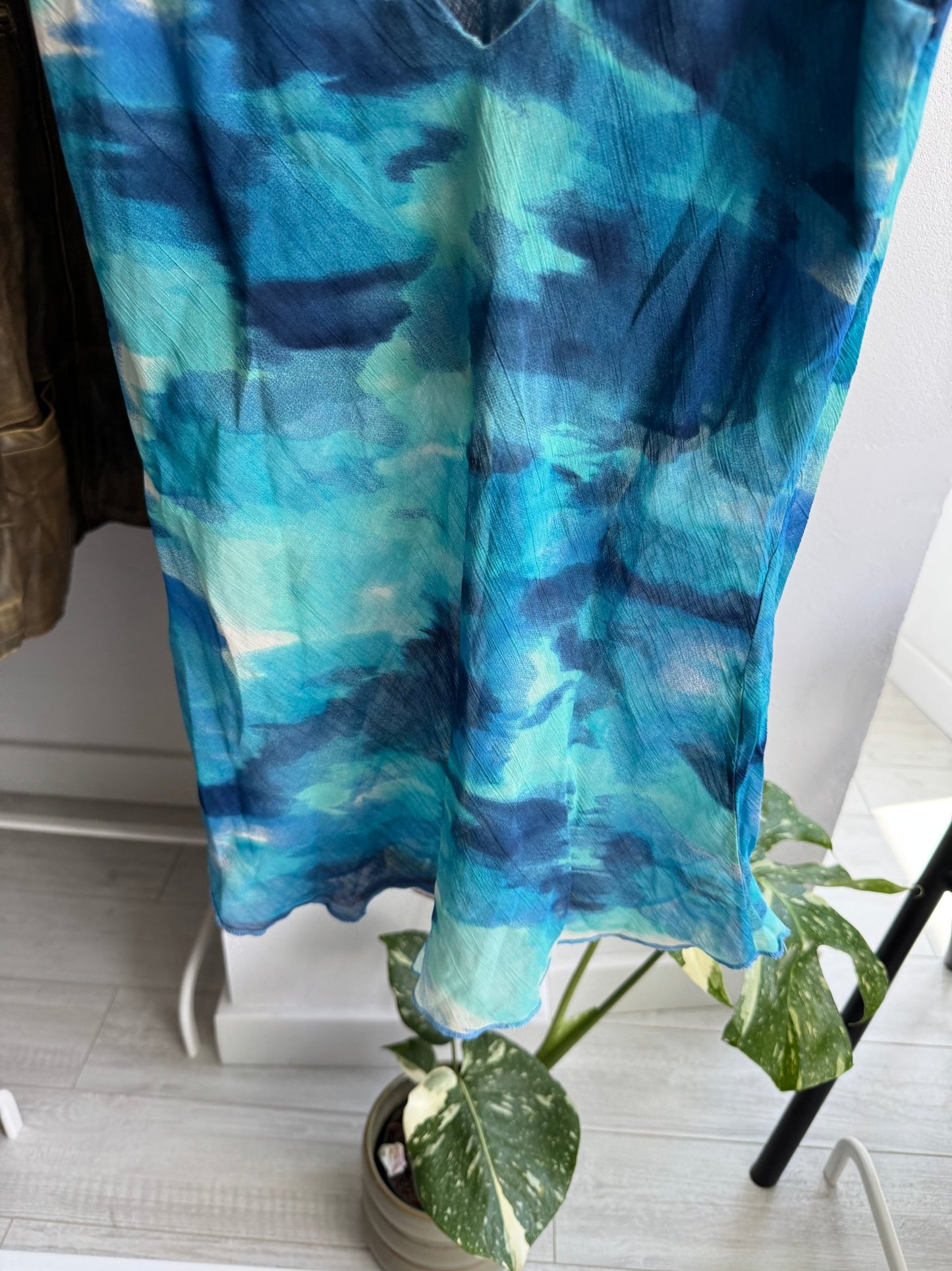 🌊 Top Y2K Blue Printed Mesh – XS/S Damă - anbracaminte