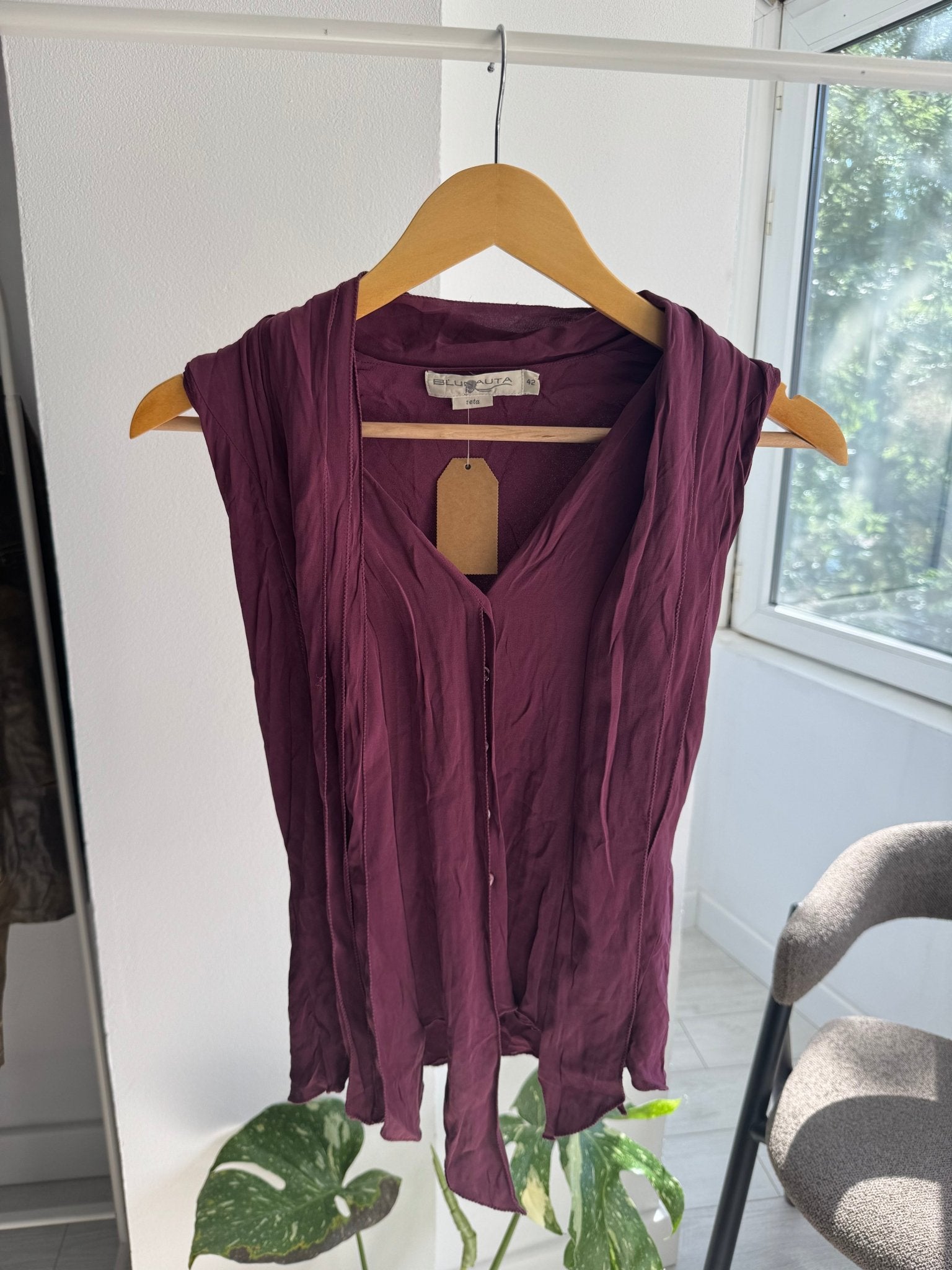 ✨ Top Y2K Blunauta din Mătase – IT 42 (S/M Damă) – Made in Italy - anbracaminte