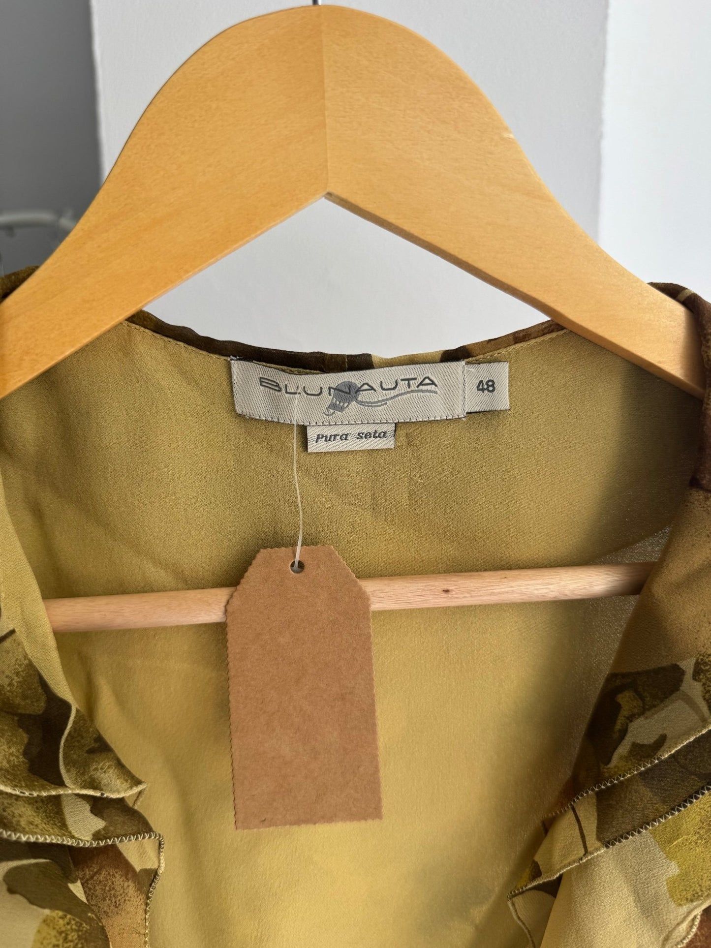✨ Top Y2K Blunauta Printed din Mătase – IT 48 (L/XL Damă) – Made in Italy - anbracaminte