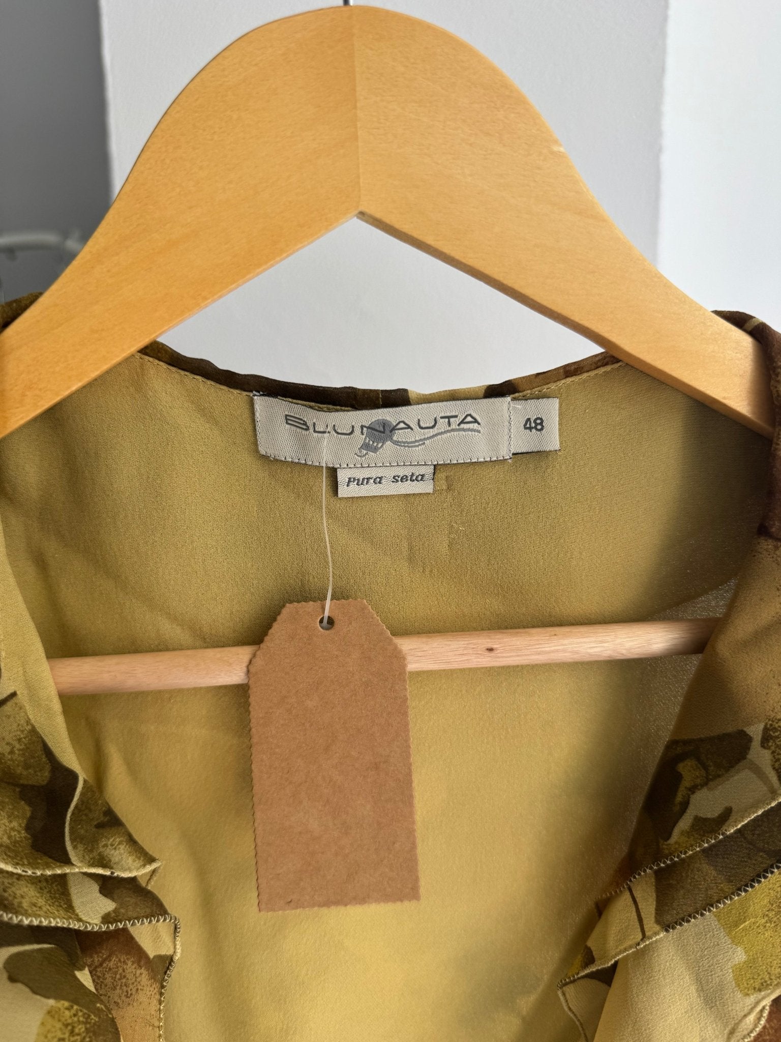 ✨ Top Y2K Blunauta Printed din Mătase – IT 48 (L/XL Damă) – Made in Italy - anbracaminte