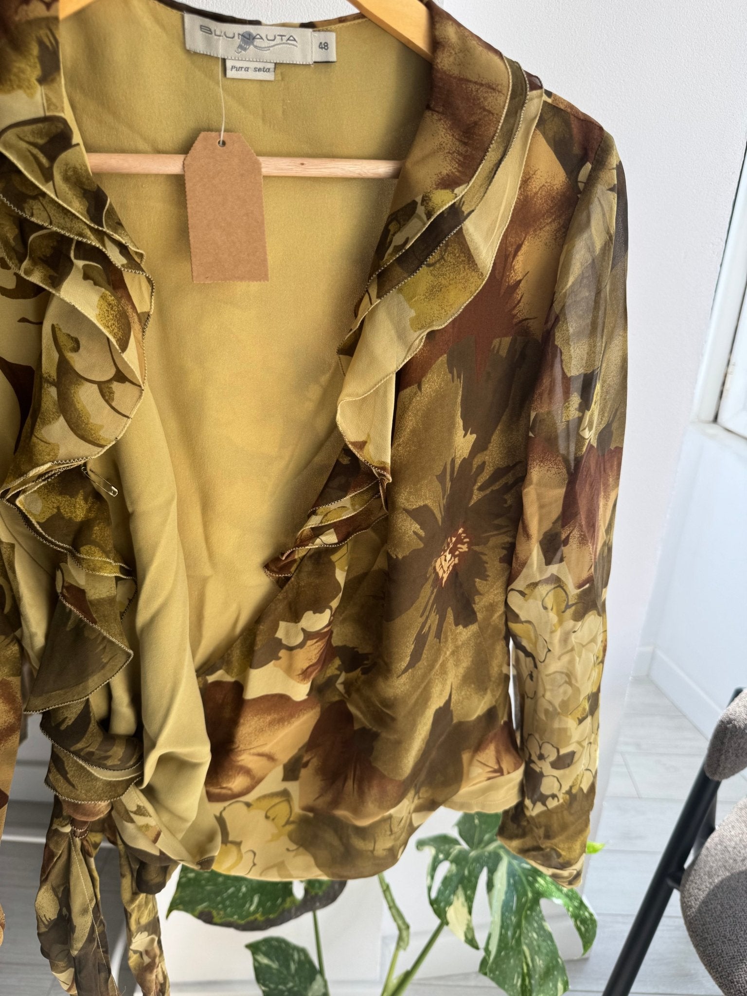 ✨ Top Y2K Blunauta Printed din Mătase – IT 48 (L/XL Damă) – Made in Italy - anbracaminte