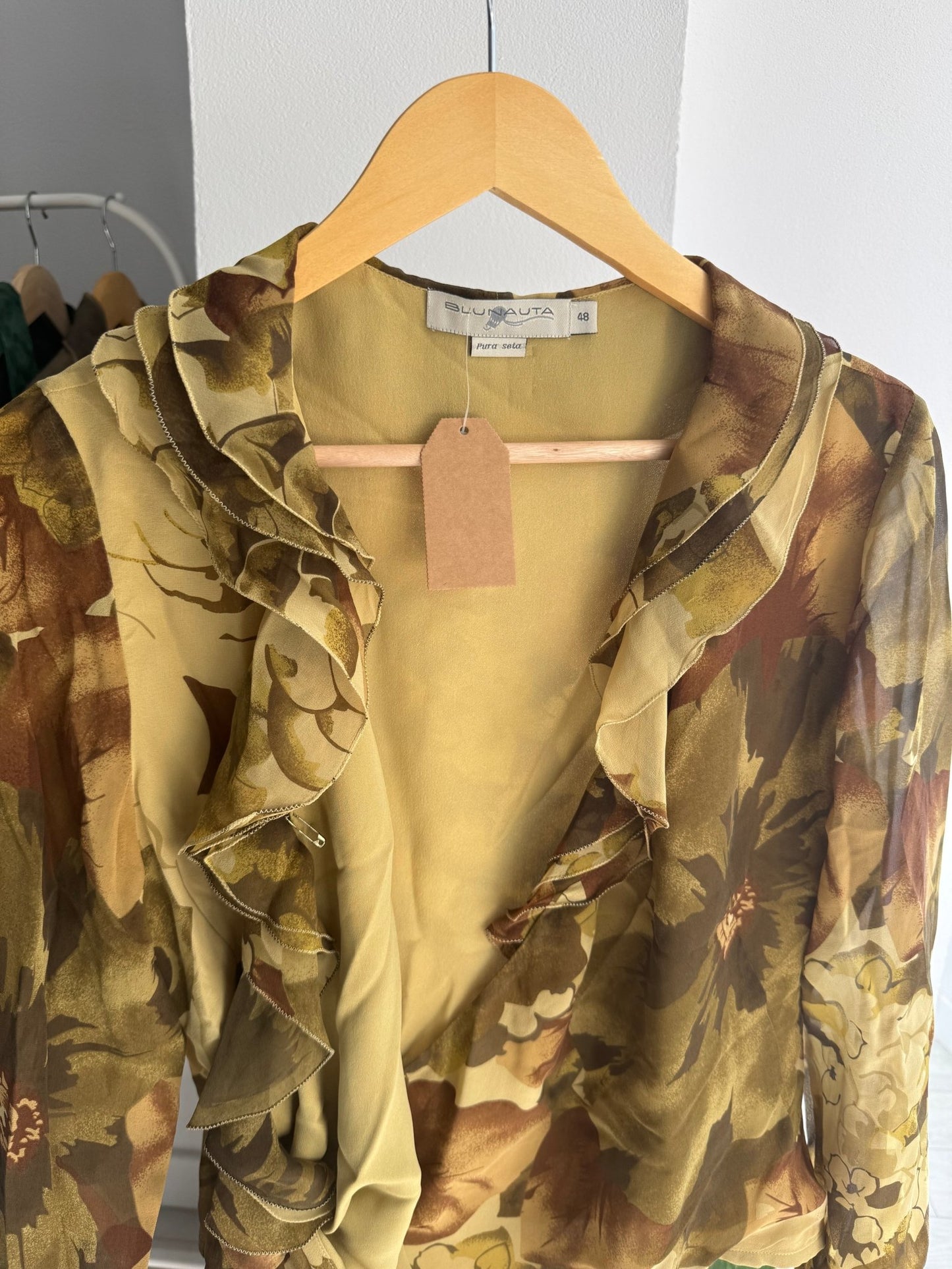 ✨ Top Y2K Blunauta Printed din Mătase – IT 48 (L/XL Damă) – Made in Italy - anbracaminte