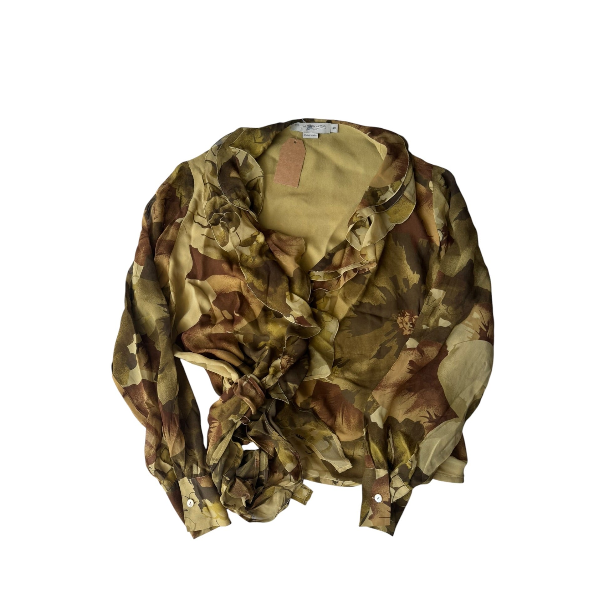 ✨ Top Y2K Blunauta Printed din Mătase – IT 48 (L/XL Damă) – Made in Italy - anbracaminte