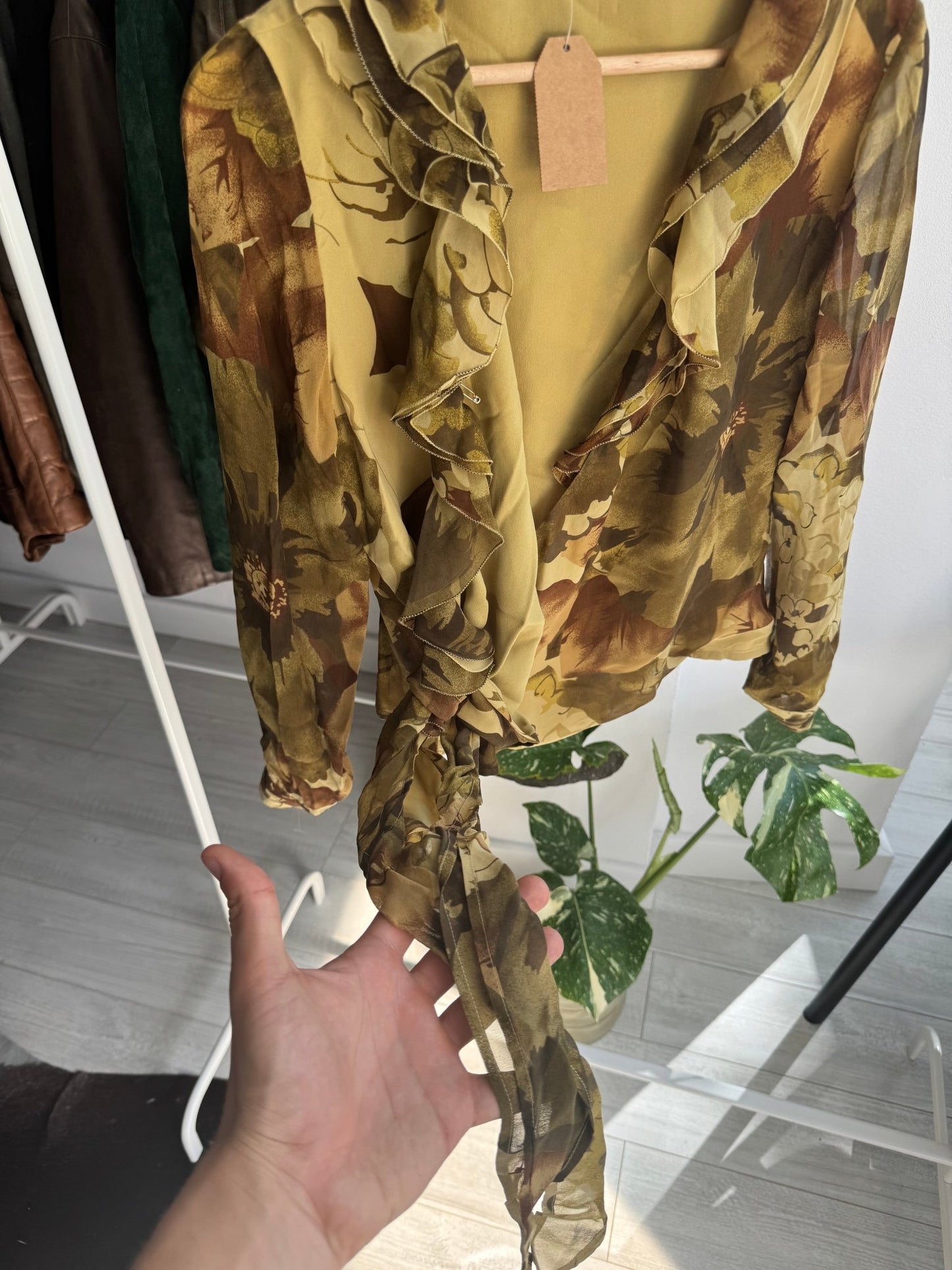 ✨ Top Y2K Blunauta Printed din Mătase – IT 48 (L/XL Damă) – Made in Italy - anbracaminte