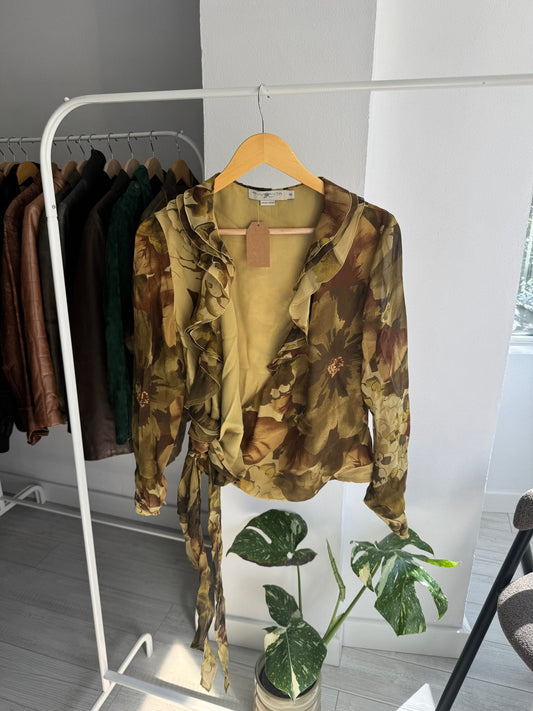 ✨ Top Y2K Blunauta Printed din Mătase – IT 48 (L/XL Damă) – Made in Italy - anbracaminte