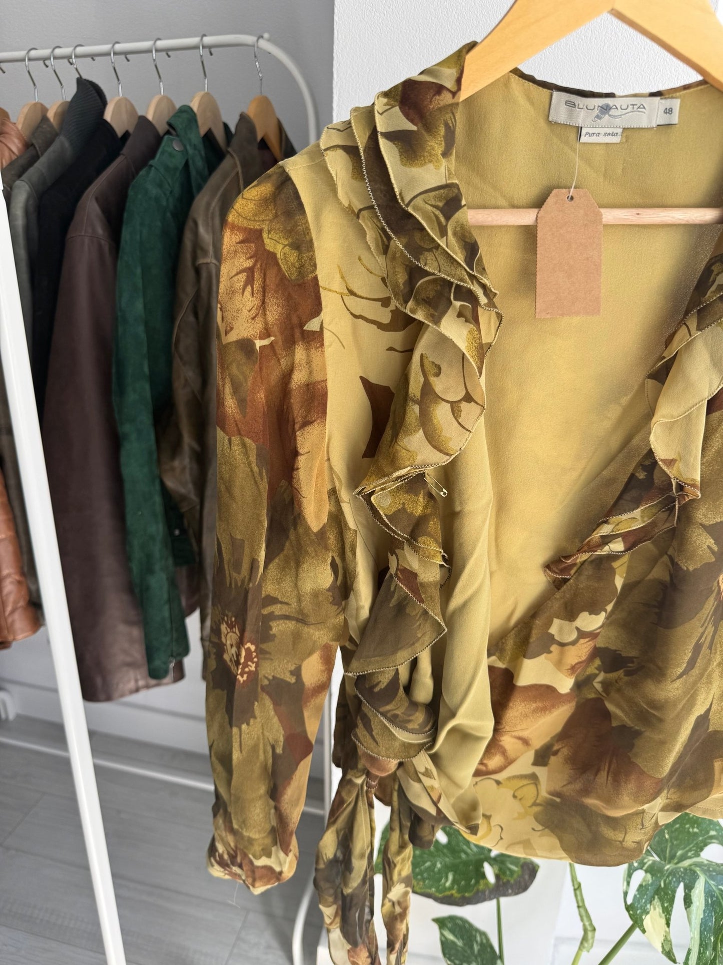 ✨ Top Y2K Blunauta Printed din Mătase – IT 48 (L/XL Damă) – Made in Italy - anbracaminte